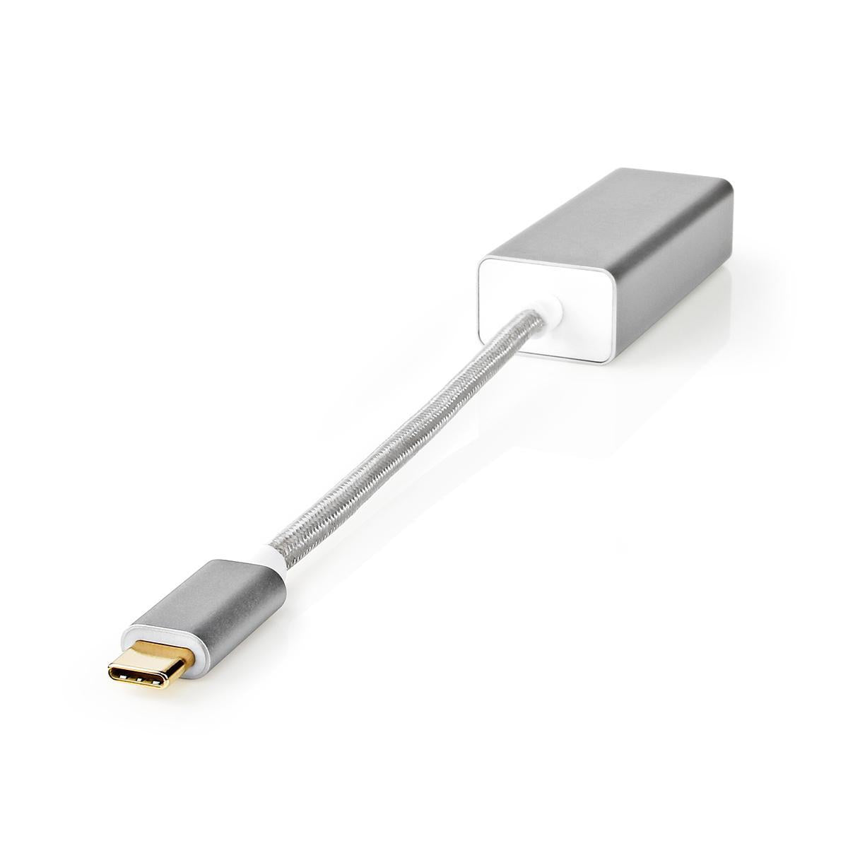USB Network Card | USB 3.2 Gen 1 | 1 Gbps | USB-C™ Male | RJ45 Female | 0.20 m | Round | Gold Plated | Tinned Copper | Silver | Carton with covered window