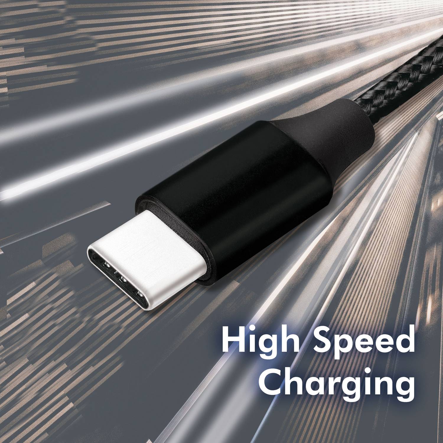 USB-USB-C Charge/sync cable USB 2.0 15W 0.3m Textile