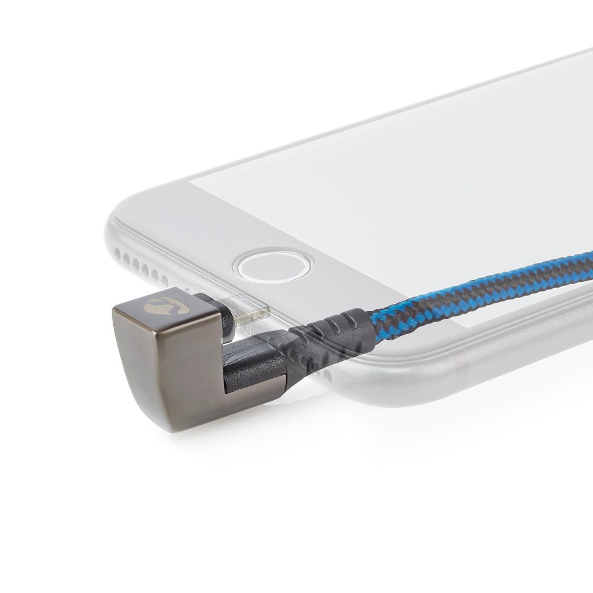 USB cable | USB 2.0 | Apple Lightning, 8-pin | USB-A Male | 12 W| 480 Mbps | Nickel Plated | 1.00 m | Round | Braided / Nylon | Blue / Black | Carton with covered window