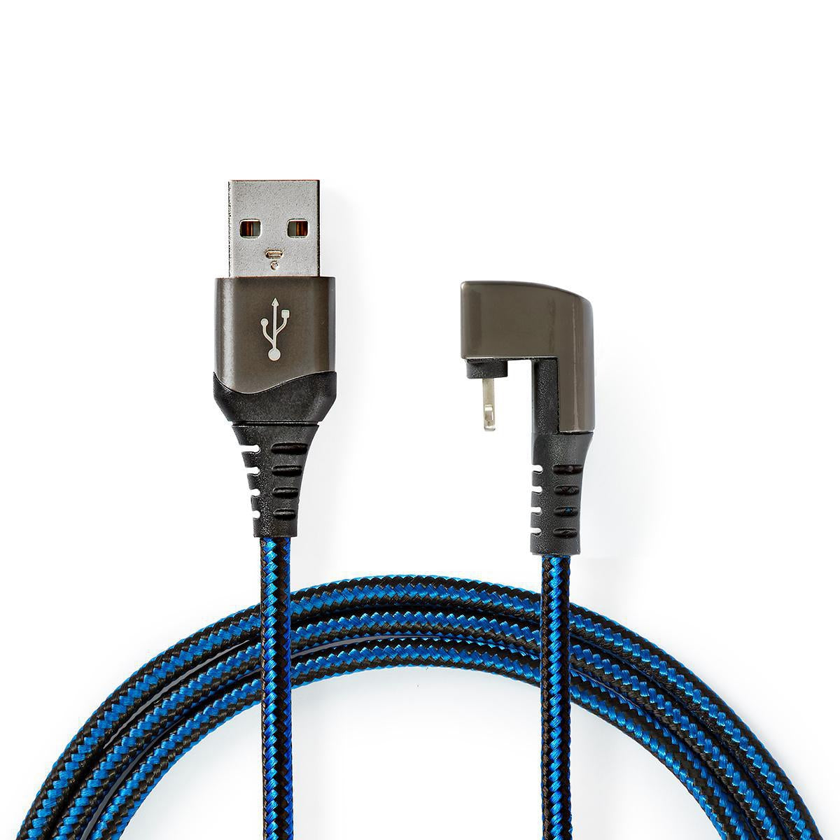 USB cable | USB 2.0 | Apple Lightning, 8-pin | USB-A Male | 12 W| 480 Mbps | Nickel Plated | 2.00 m | Round | Braided / Nylon | Blue / Black | Carton with covered window