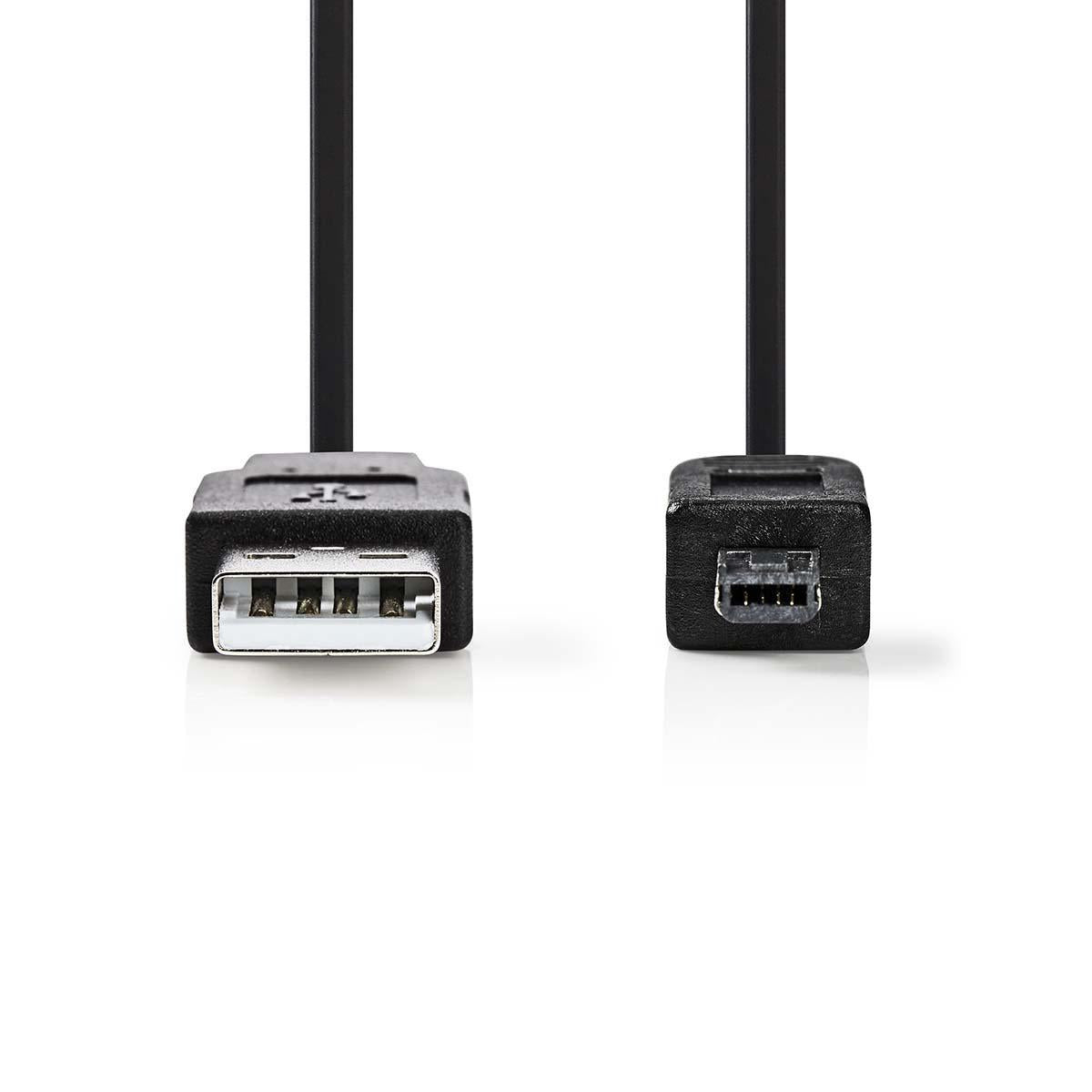 USB cable | USB 2.0 | USB-A Male | Mini 4-Pin Male | 480 Mbps | Nickel Plated | 2.00 m | Round | PVC | Black | Plastic bag