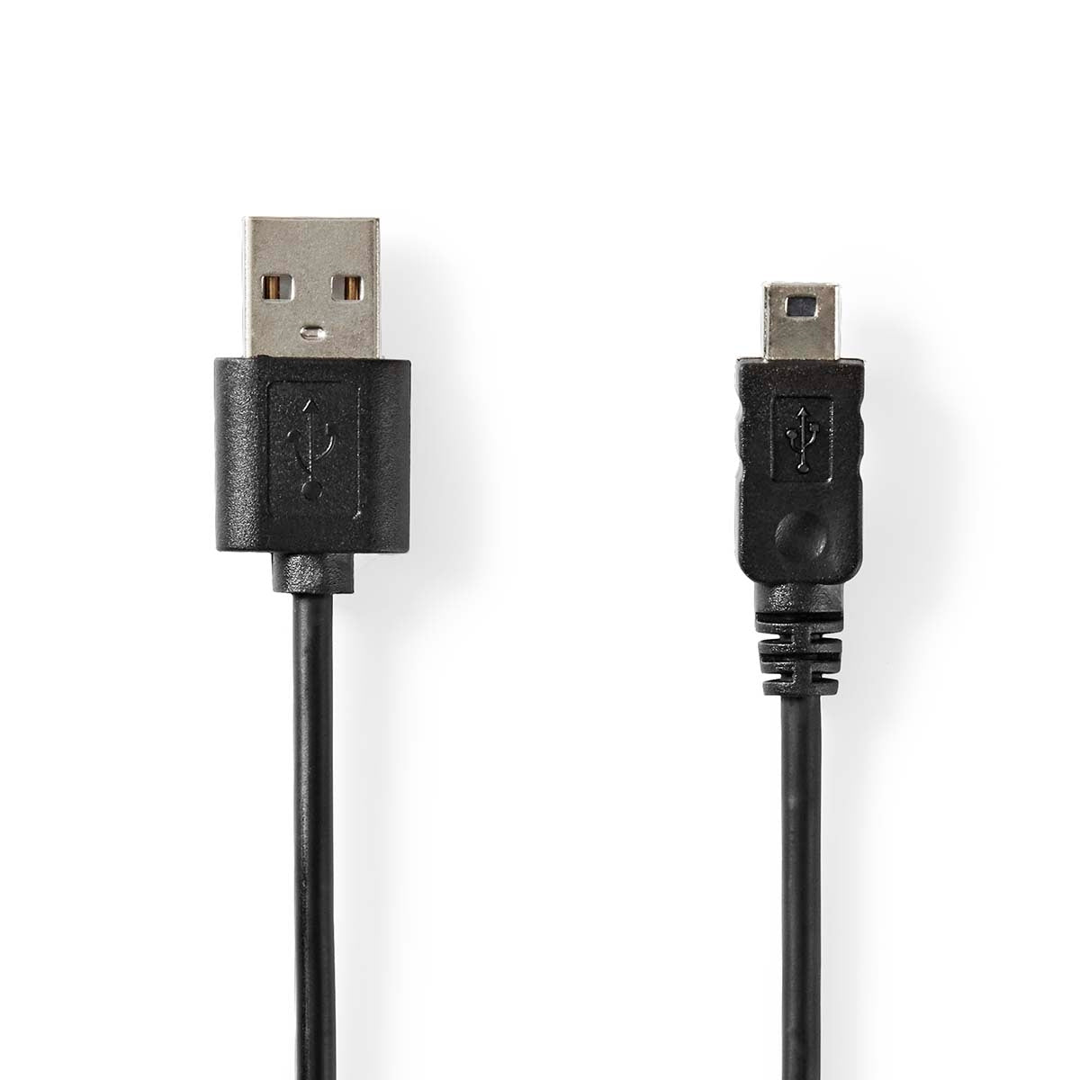 USB cable | USB 2.0 | USB-A Male | Mini 5-Pin Male | 480 Mbps | Nickel Plated | 2.00 m | Round | PVC | Black | Label