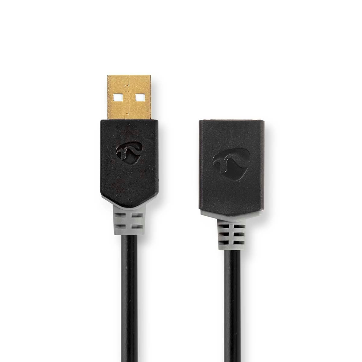 USB cable | USB 2.0 | USB-A Male | USB-A Female | 480 Mbps | Gold Plated | 2.00 m | Round | PVC | Anthracite | Box