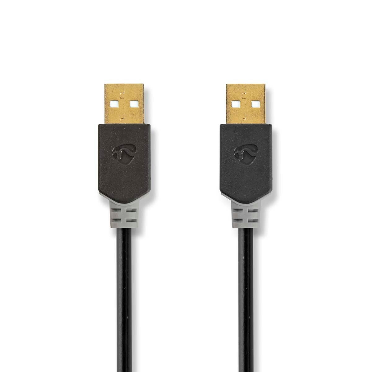 USB cable | USB 2.0 | USB-A Male | USB-A Male | 480 Mbps | Gold Plated | 2.00 m | Round | PVC | Anthracite | Box