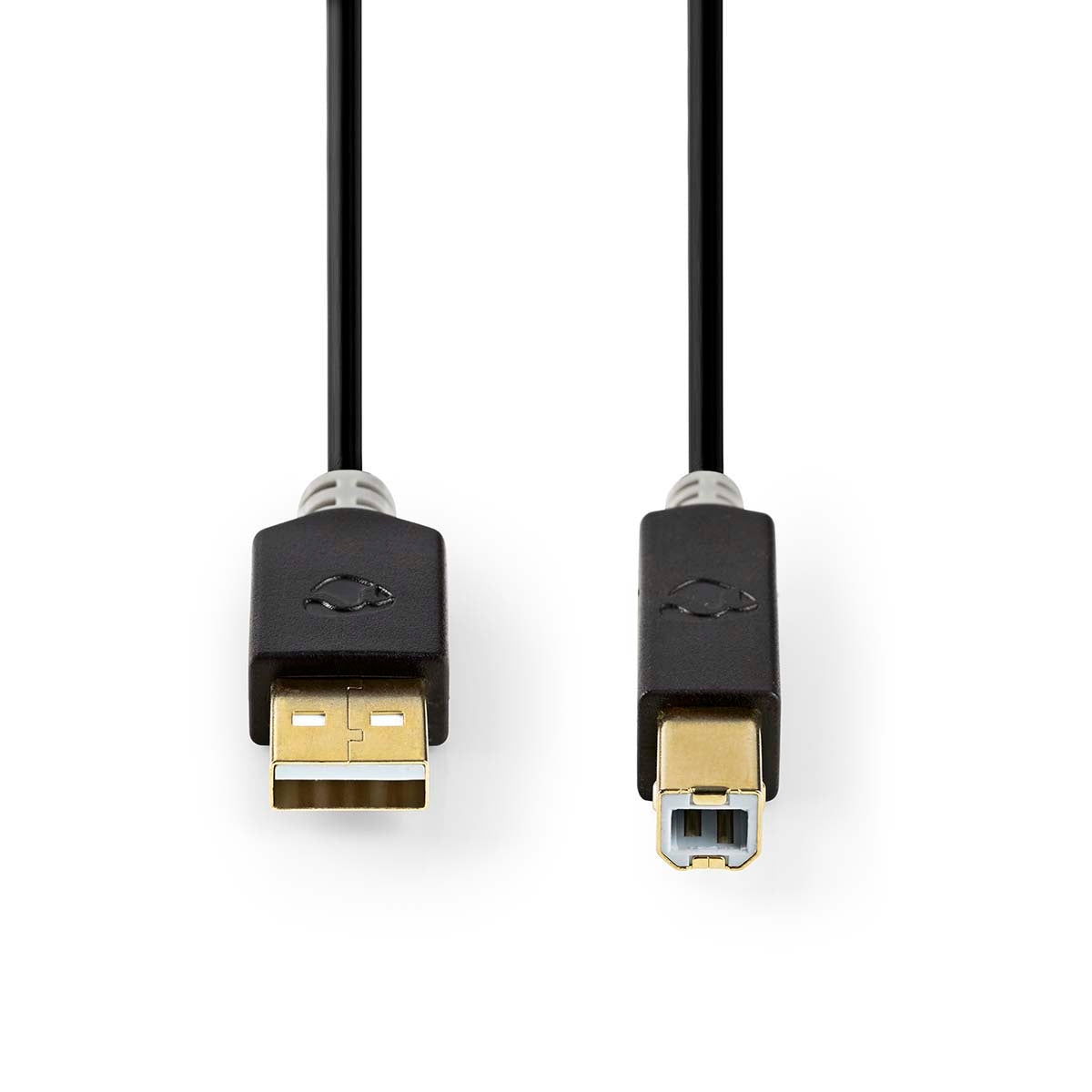USB cable | USB 2.0 | USB-A Male | USB-B Male | 480 Mbps | Gold Plated | 2.00 m | Round | PVC | Anthracite | Box
