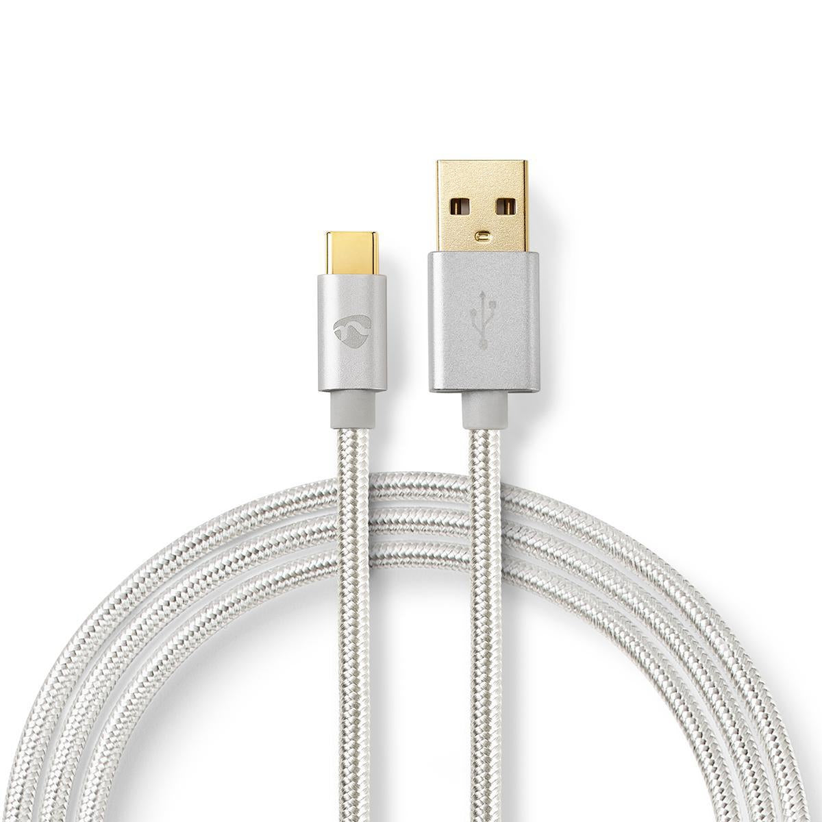 USB cable | USB 2.0 | USB-A Male | USB-C™ Male | 15 W| 480 Mbps | Gold Plated | 1.00 m | Round | Braided / Nylon | Aluminum | Carton with covered window