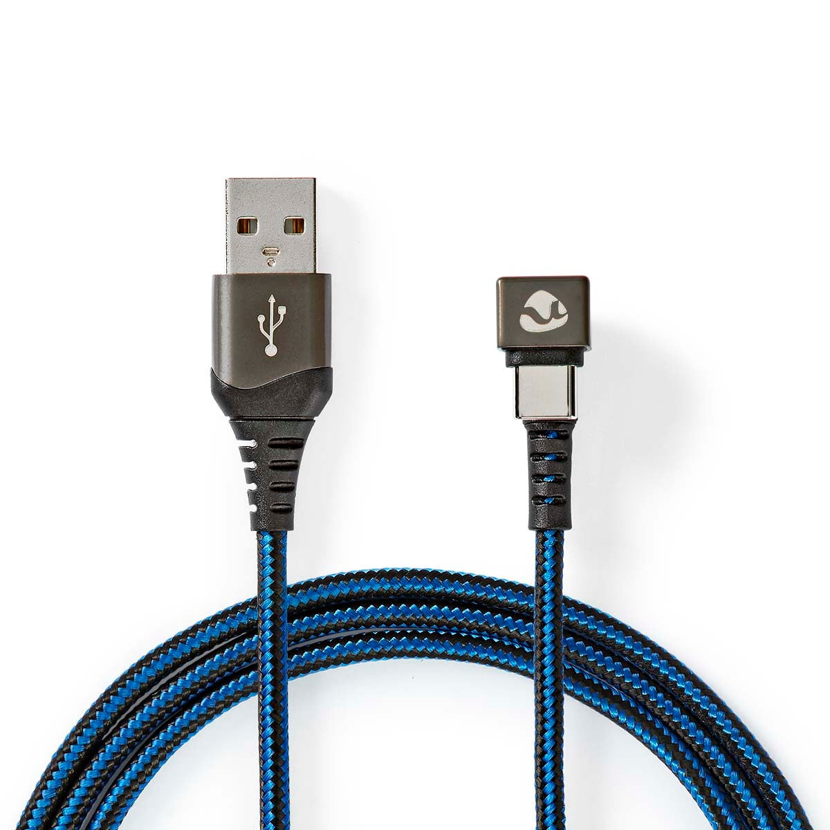 USB cable | USB 2.0 | USB-A Male | USB-C™ Male | 480 Mbps | Gold Plated | 1.00 m | Round | Braided / Nylon | Blue / Black | Carton with covered window