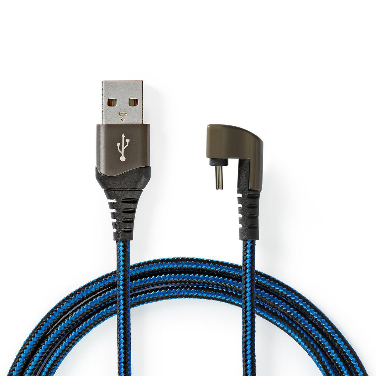 USB cable | USB 2.0 | USB-A Male | USB-C™ Male | 480 Mbps | Gold Plated | 1.00 m | Round | Braided / Nylon | Blue / Black | Carton with covered window