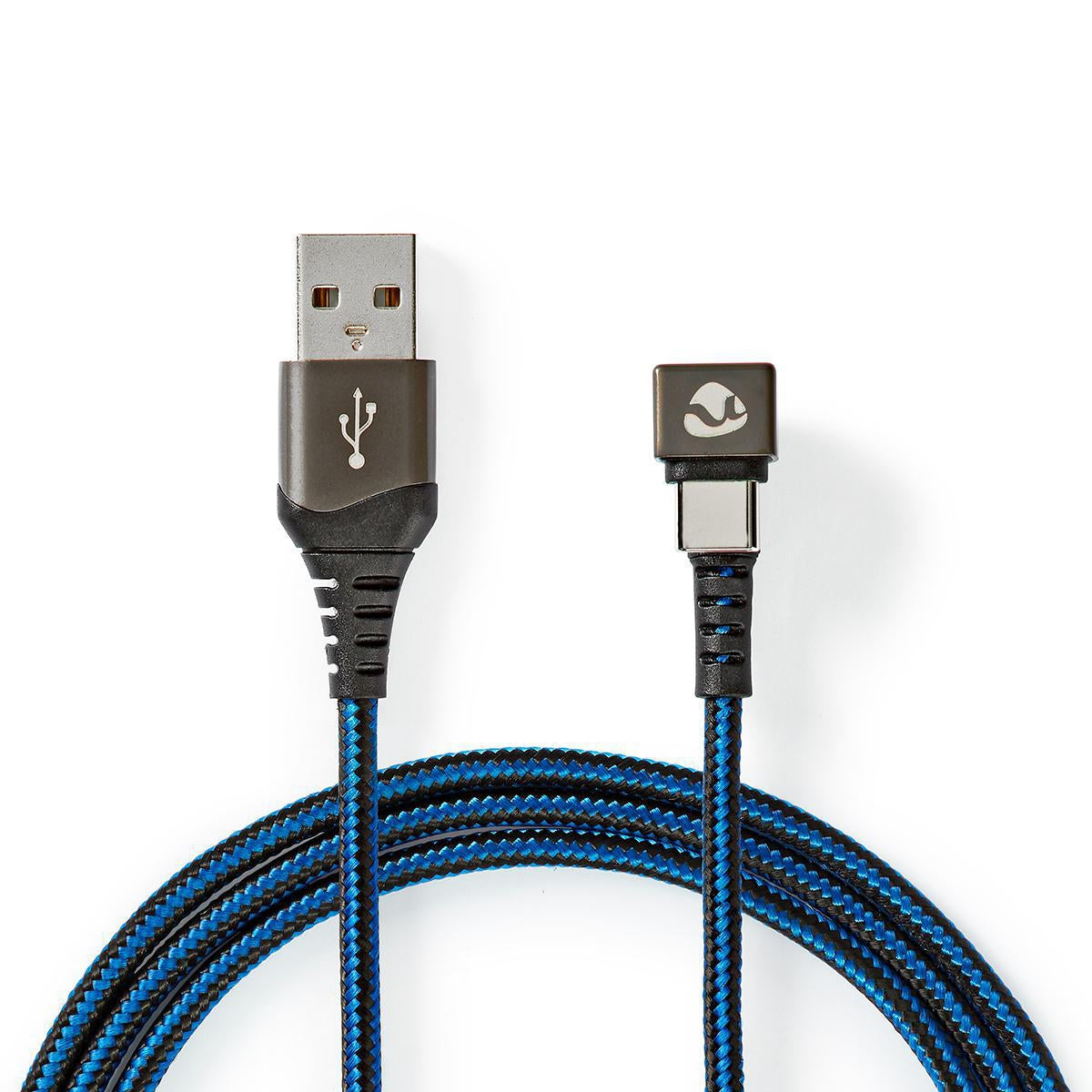 USB cable | USB 2.0 | USB-A Male | USB-C™ Male | 480 Mbps | Gold Plated | 2.00 m | Round | Braided / Nylon | Blue / Black | Carton with covered window