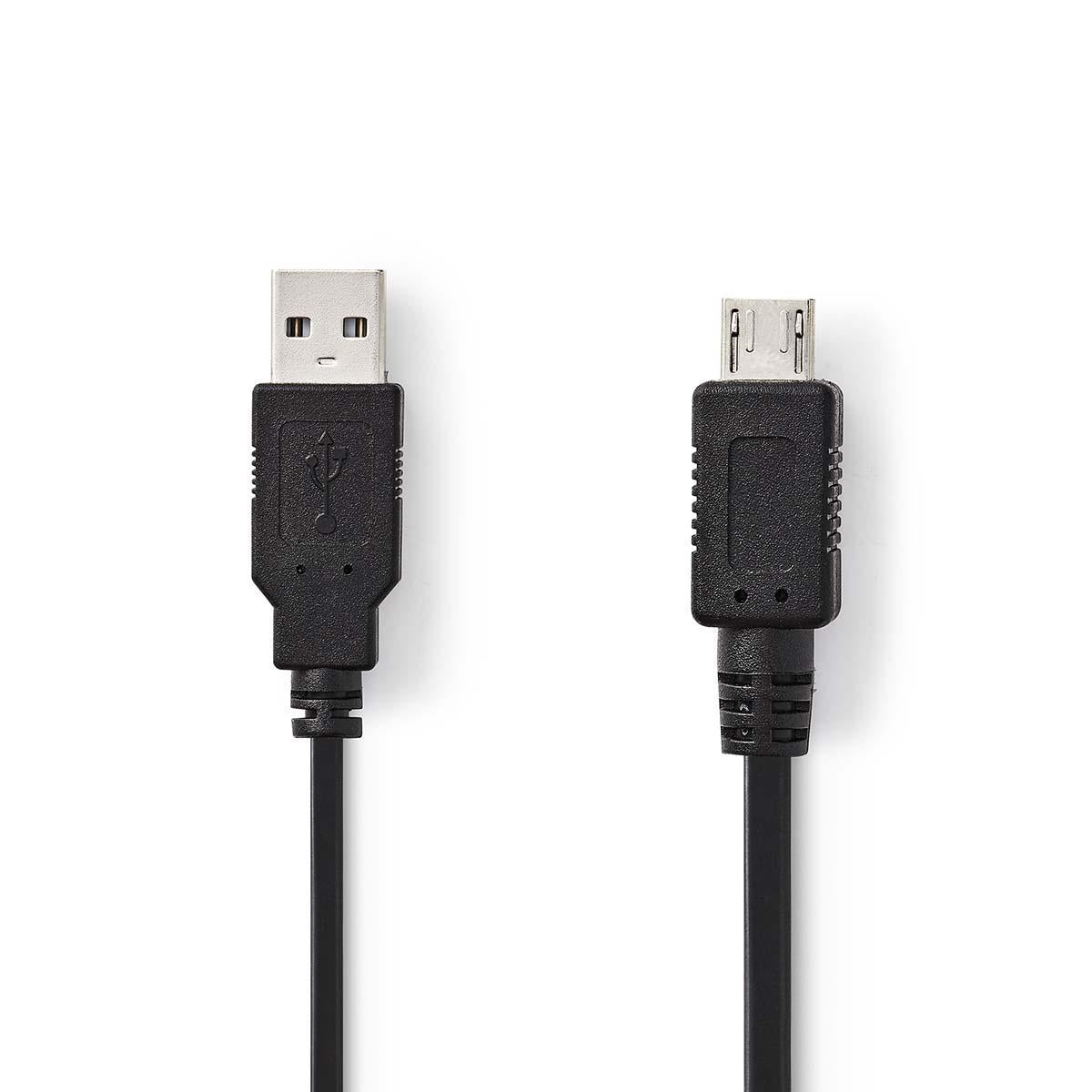 USB cable | USB 2.0 | USB-A Male | USB Micro-A | 480 Mbps | Nickel Plated | 2.00 m | Round | PVC | Black | Plastic bag