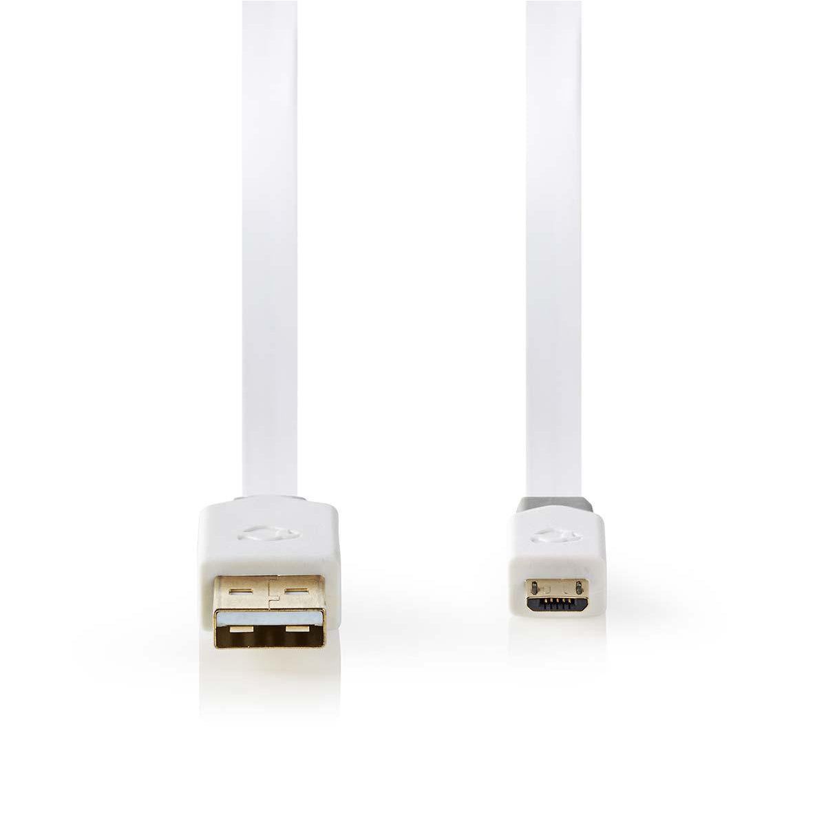 USB cable | USB 2.0 | USB-A Male | USB Micro-B Male | 480 Mbps | Gold Plated | 1.00 m | Flat | PVC | White | Plastic bag