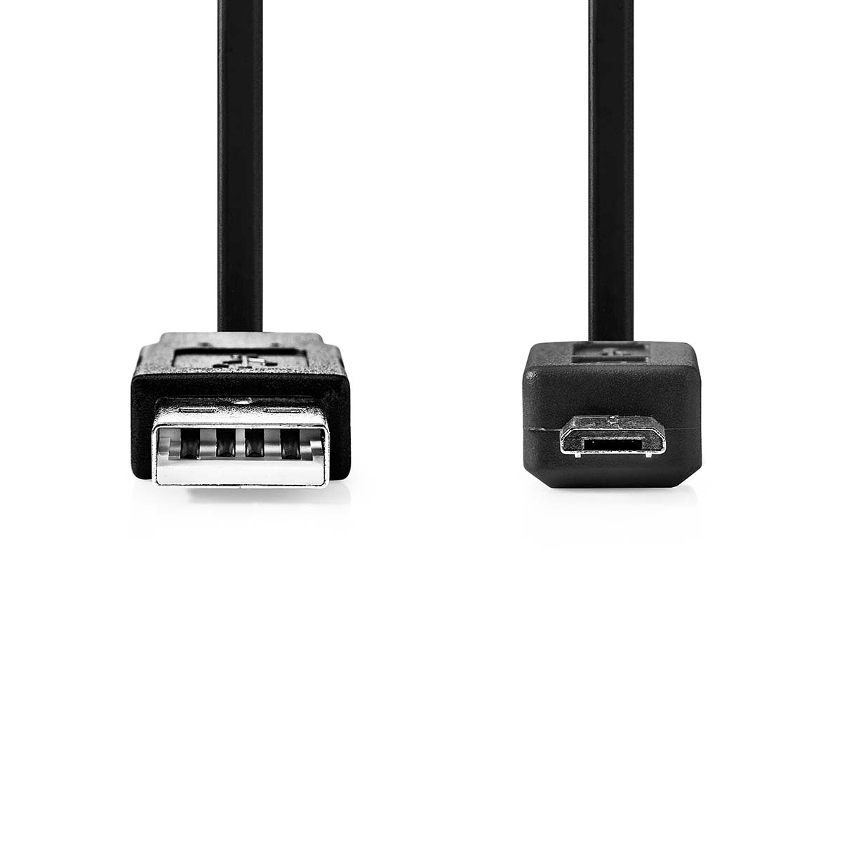 USB cable | USB 2.0 | USB-A Male | USB Micro-B Male | 480 Mbps | Nickel Plated | 1.00 m | Flat | PVC | Black | Envelope