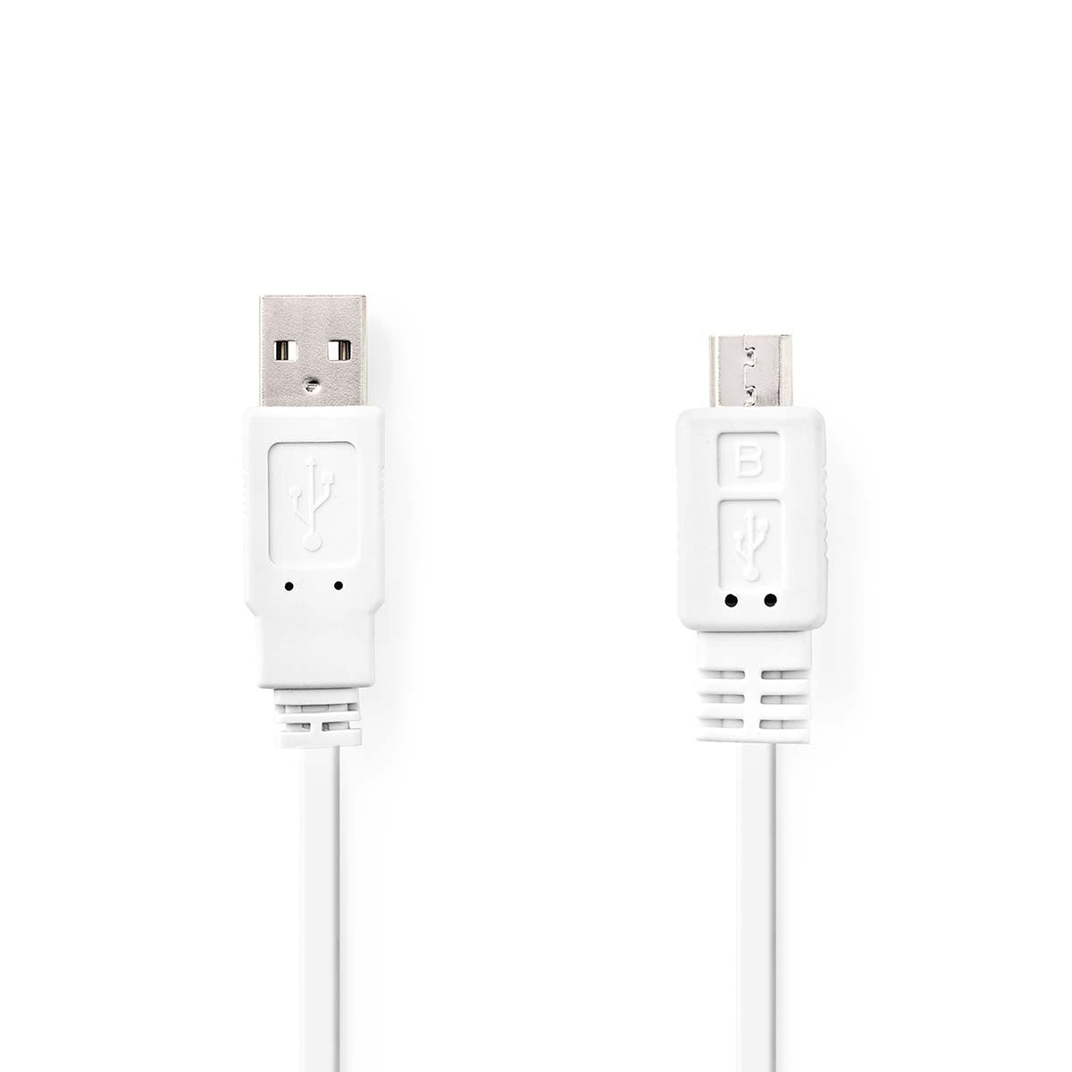 USB cable | USB 2.0 | USB-A Male | USB Micro-B Male | 480 Mbps | Nickel Plated | 1.00 m | Flat | PVC | White | Plastic bag