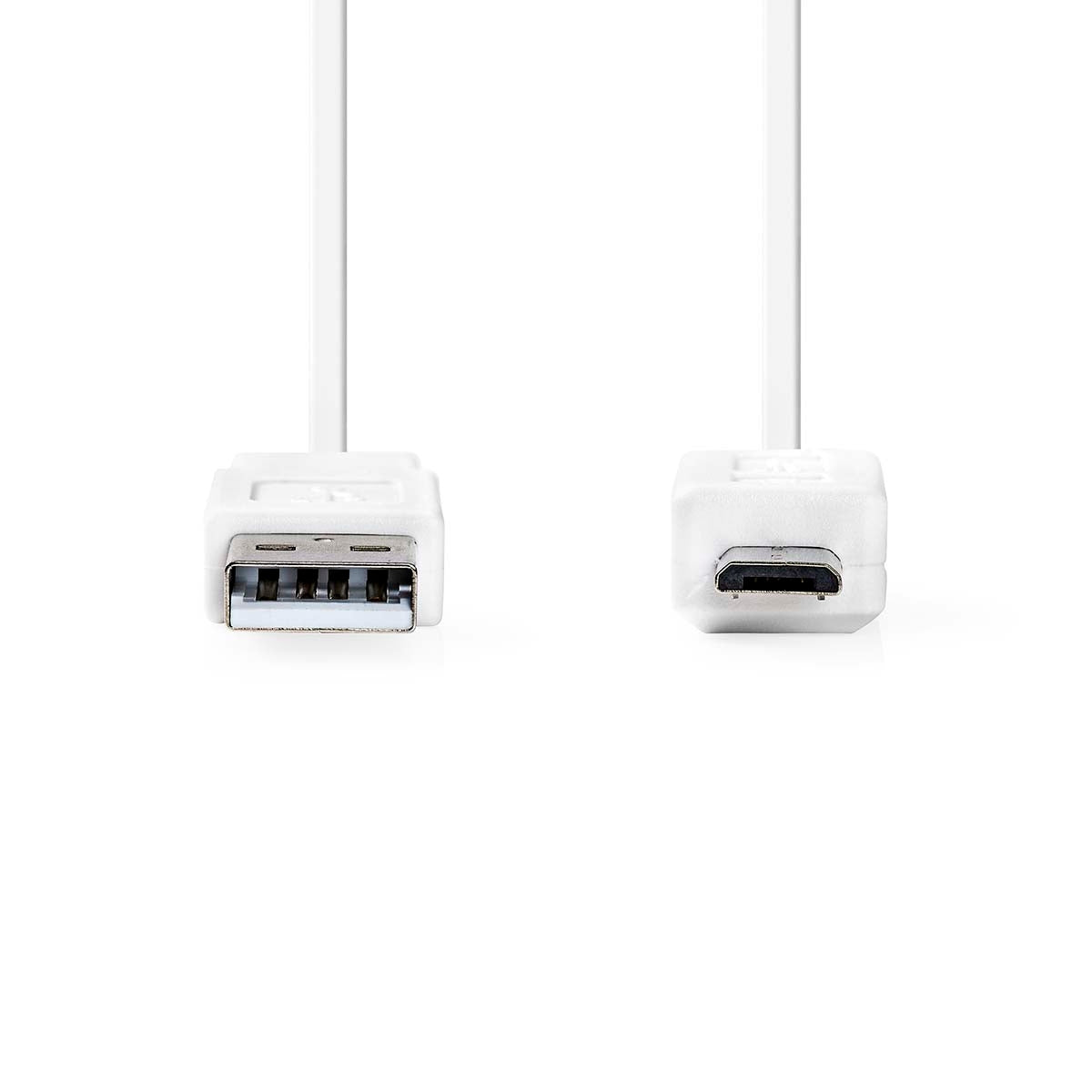 USB cable | USB 2.0 | USB-A Male | USB Micro-B Male | 480 Mbps | Nickel Plated | 1.00 m | Flat | PVC | White | Plastic bag