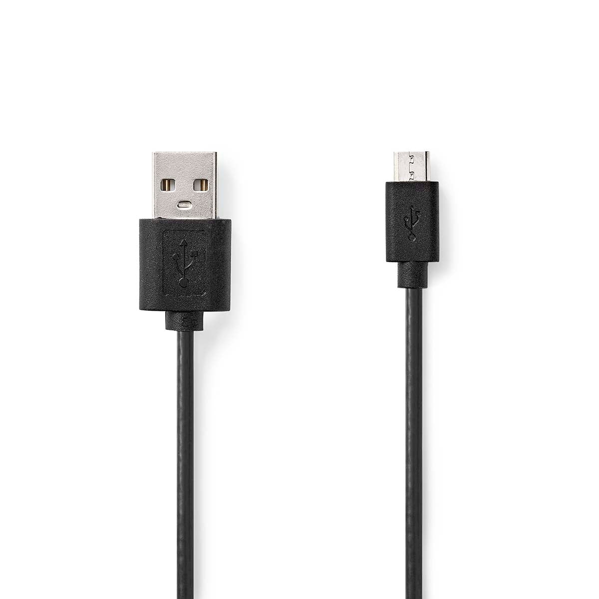 USB cable | USB 2.0 | USB-A Male | USB Micro-B Male | 7.5 W| 480 Mbps | Nickel Plated | 1.00 m | Round | PVC | Black | Label