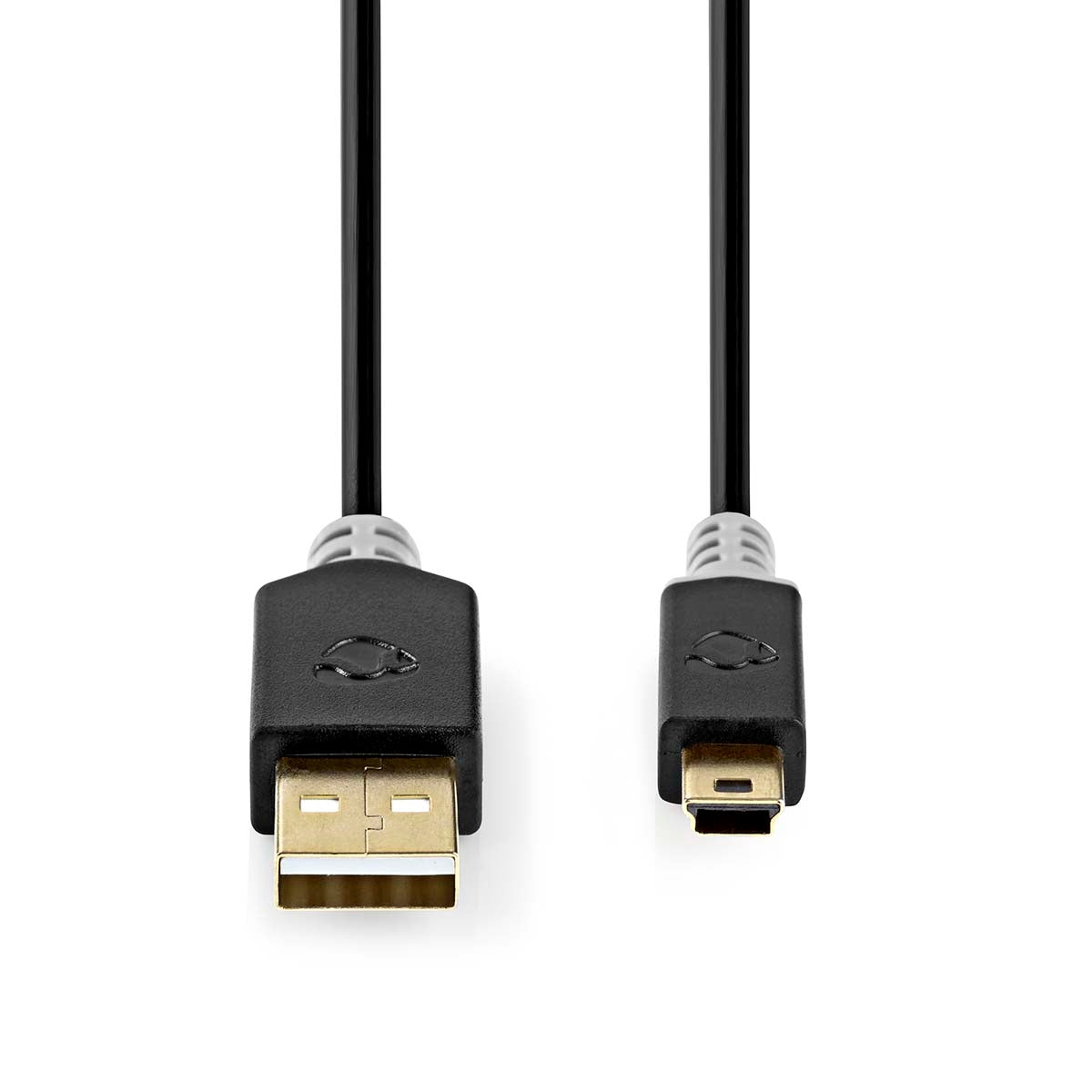 USB cable | USB 2.0 | USB-A Male | USB Mini-B 5 pin Male | 480 Mbps | Gold Plated | 2.00 m | Round | PVC | Anthracite | Cardboard box with window