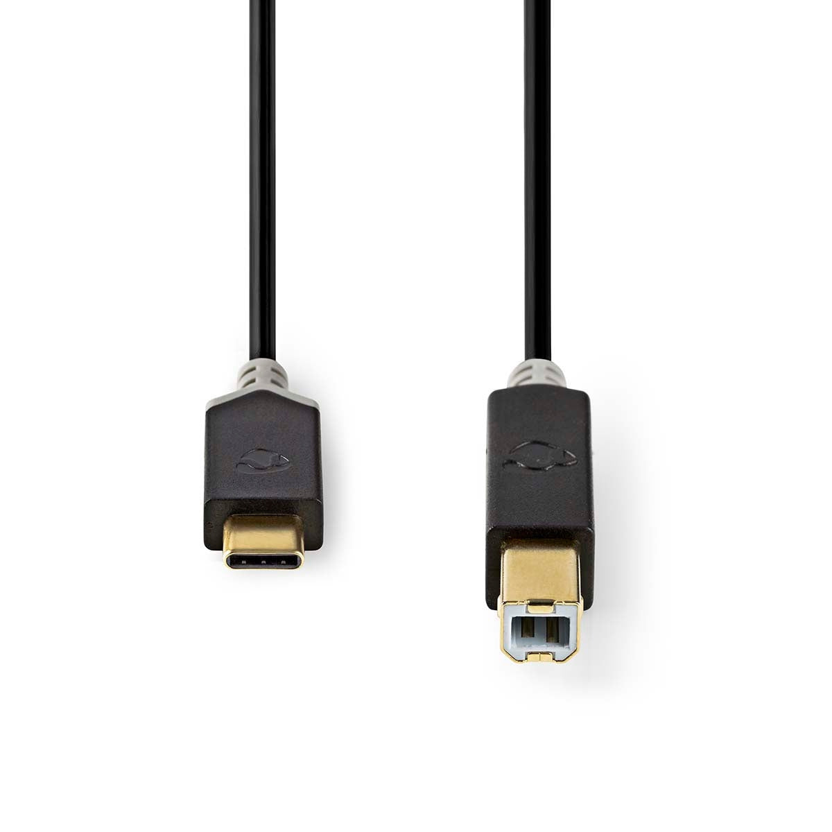 USB cable | USB 2.0 | USB-C™ Male | USB-B Male | 15 W| 480 Mbps | Gold Plated | 2.00 m | Round | PVC | Anthracite | Box