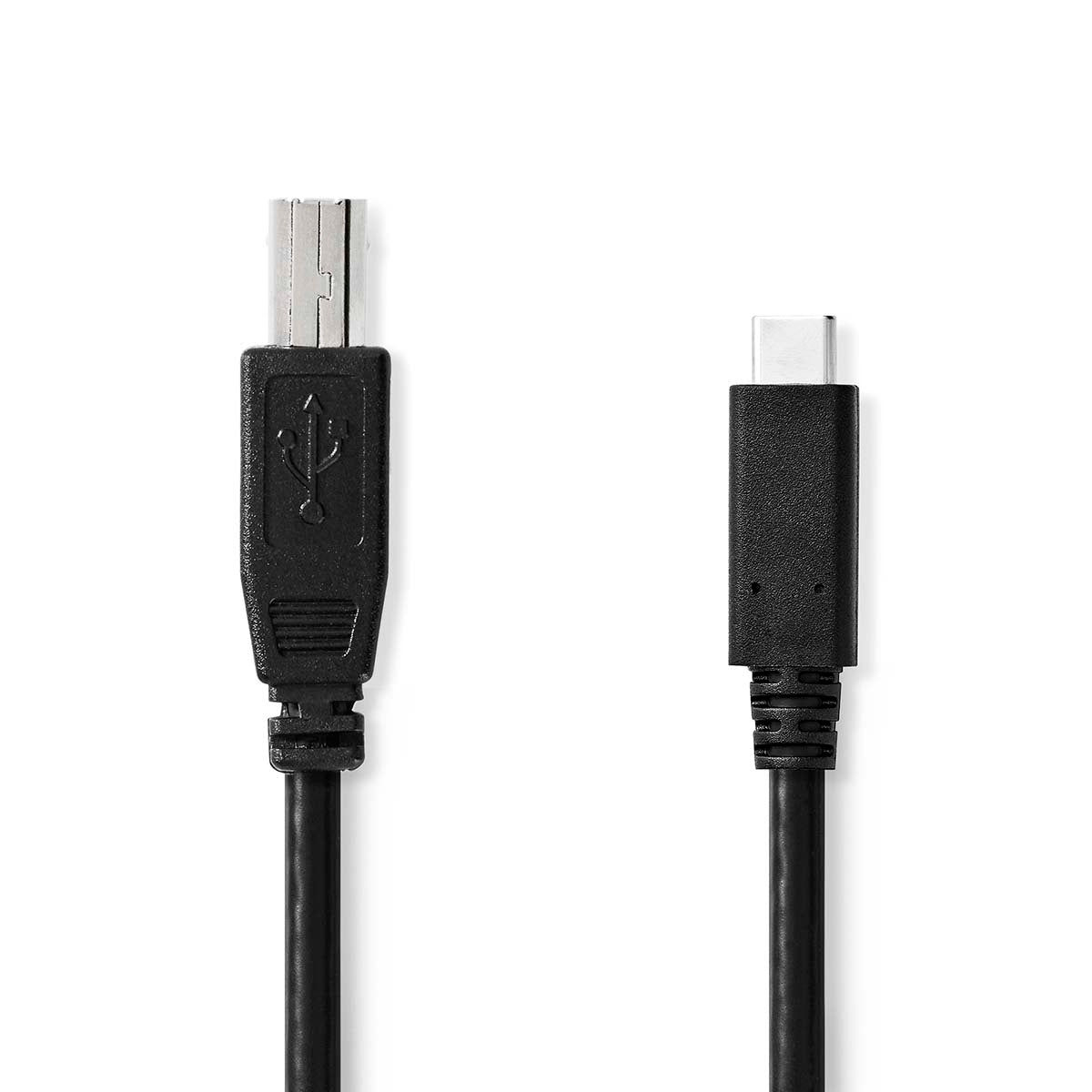 USB cable | USB 2.0 | USB-C™ Male | USB-B Male | 480 Mbps | Nickel Plated | 1.00 m | Round | PVC | Black | Label