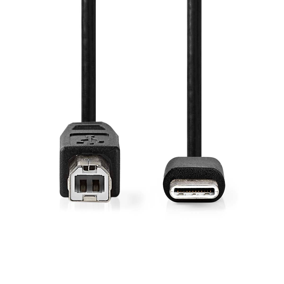 USB cable | USB 2.0 | USB-C™ Male | USB-B Male | 480 Mbps | Nickel Plated | 1.00 m | Round | PVC | Black | Label