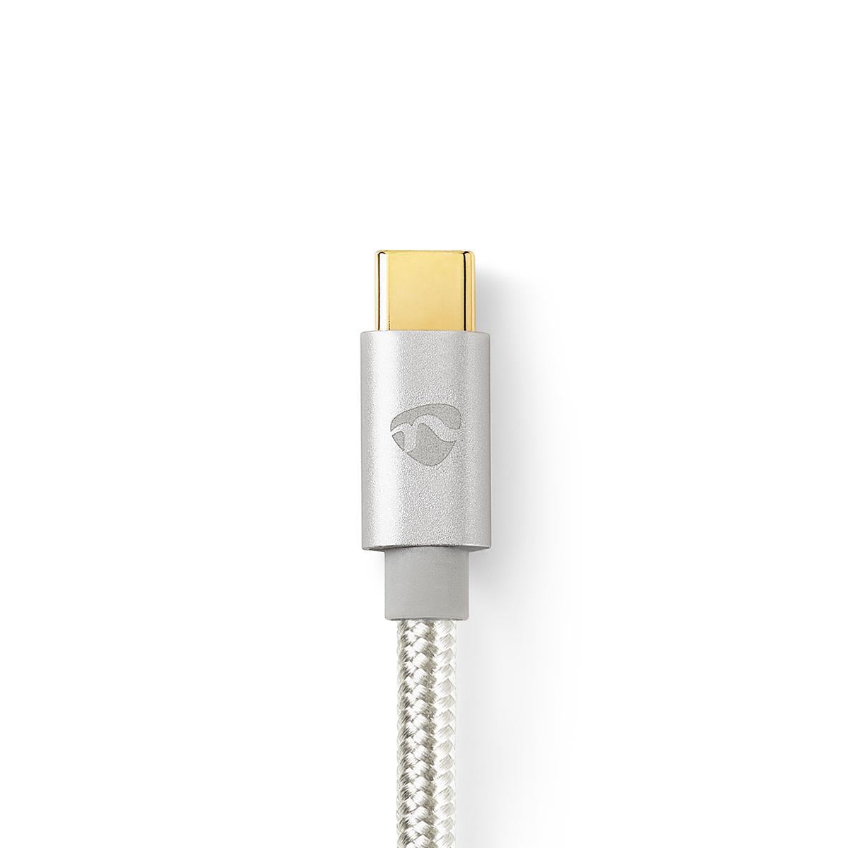 USB cable | USB 2.0 | USB-C™ Male | USB-C™ Male | 100 W | 480 Mbps | Gold Plated | 2.00 m | Round | Braided / Nylon | Silver | Carton with covered window