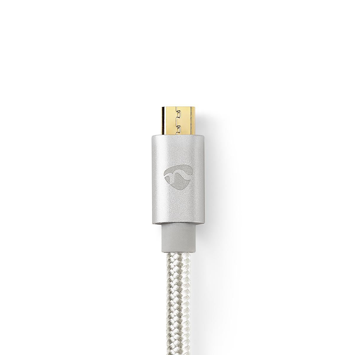 USB cable | USB 2.0 | USB-C™ Male | USB Micro-B Male | 10 W| 480 Mbps | Gold Plated | 2.00 m | Round | Braided / Nylon | Aluminum | Carton with covered window