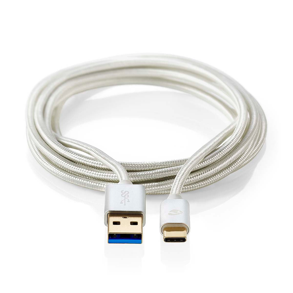 USB cable | USB 3.2 Gen 1 | USB-A Male | USB-C™ Male | 15 W| 5 Gbps | Gold Plated | 2.00 m | Round | Braided / Nylon | Aluminum | Carton with covered window