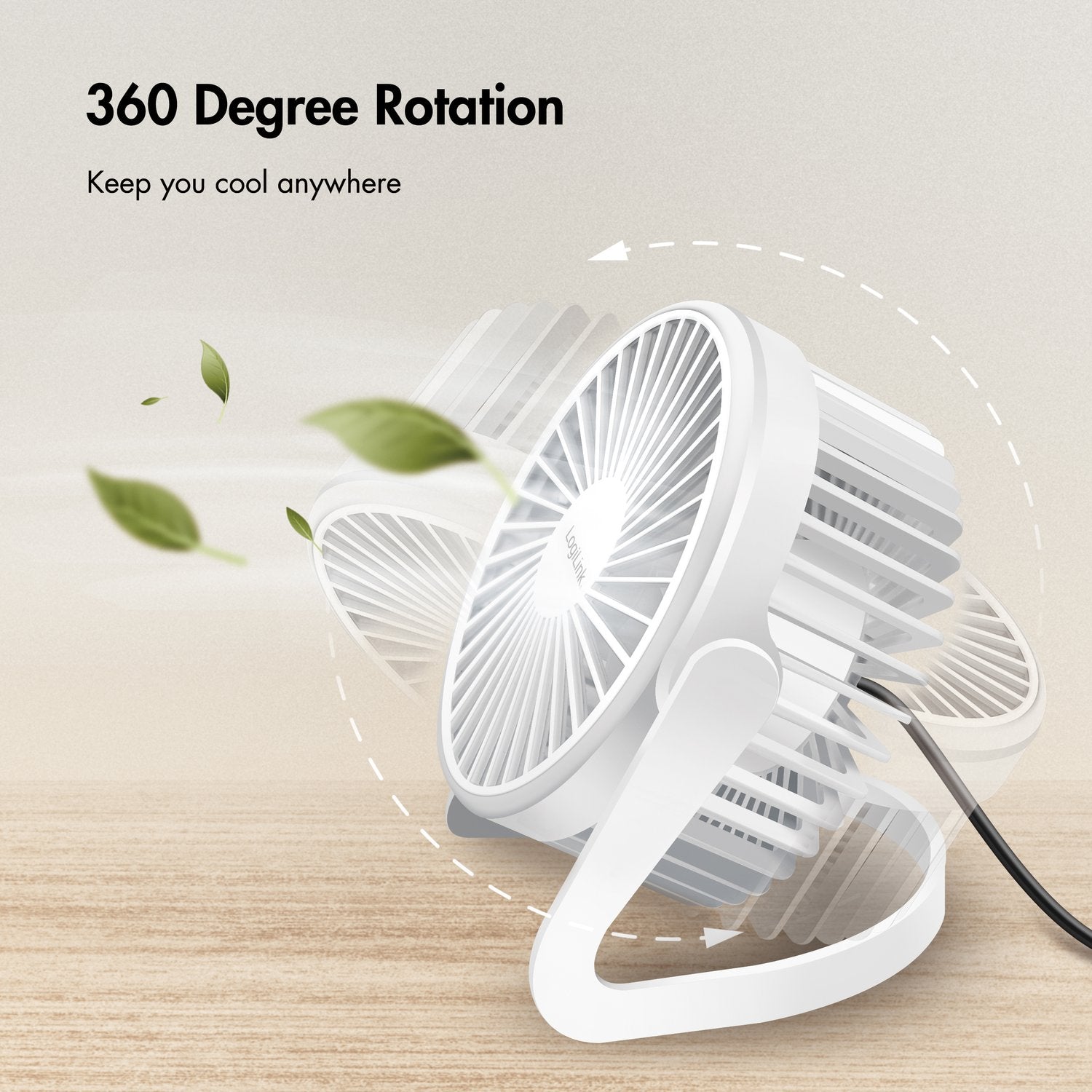 USB fan Ø12.7 cm White