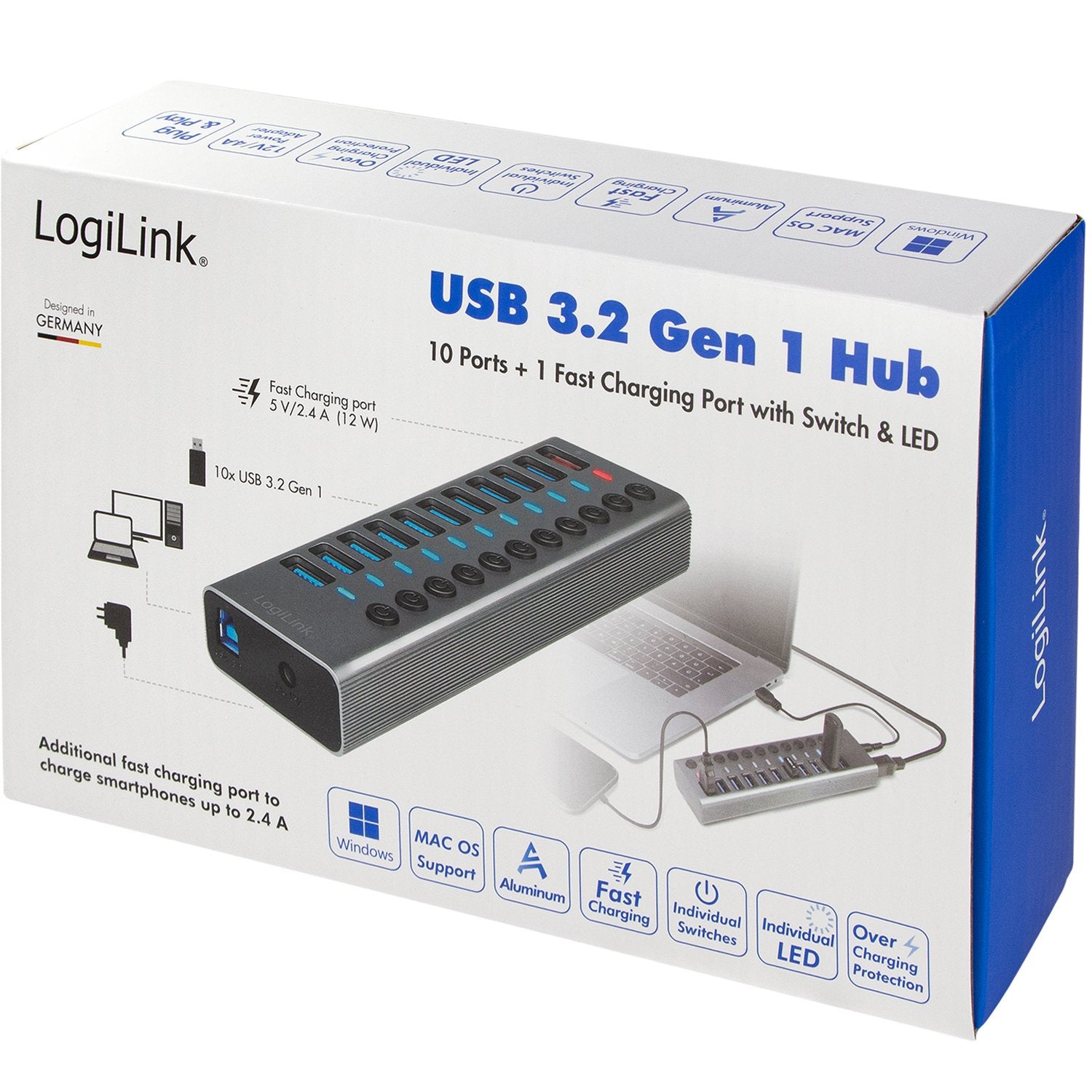 USB hub 10+1 port with separate On/Off buttons USB 3.2 Gen 1