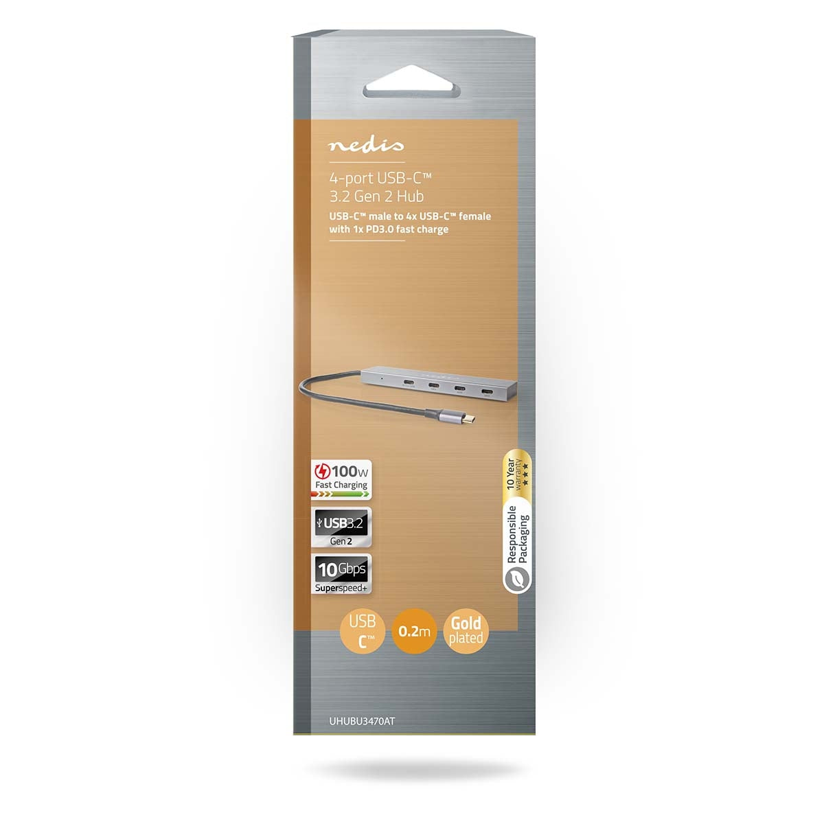 USB hub | 1x USB-C™ 3.2 Gen 2 Male | USB-C™ 3.2 Gen 2 Female with PD 3.0 / 3x USB-C™ 3.2 Gen 2 Female | 4-Port port(s) | USB 3.2 Gen 2 | USB Power | 10 Gbps