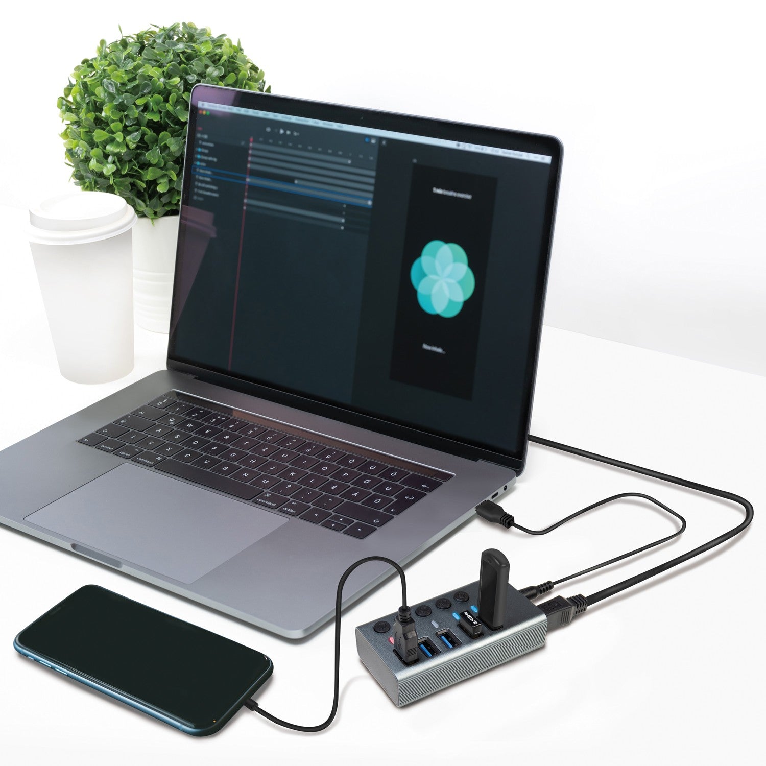 USB hub 4+1 port with separate On/Off buttons USB 3.2 Gen 1