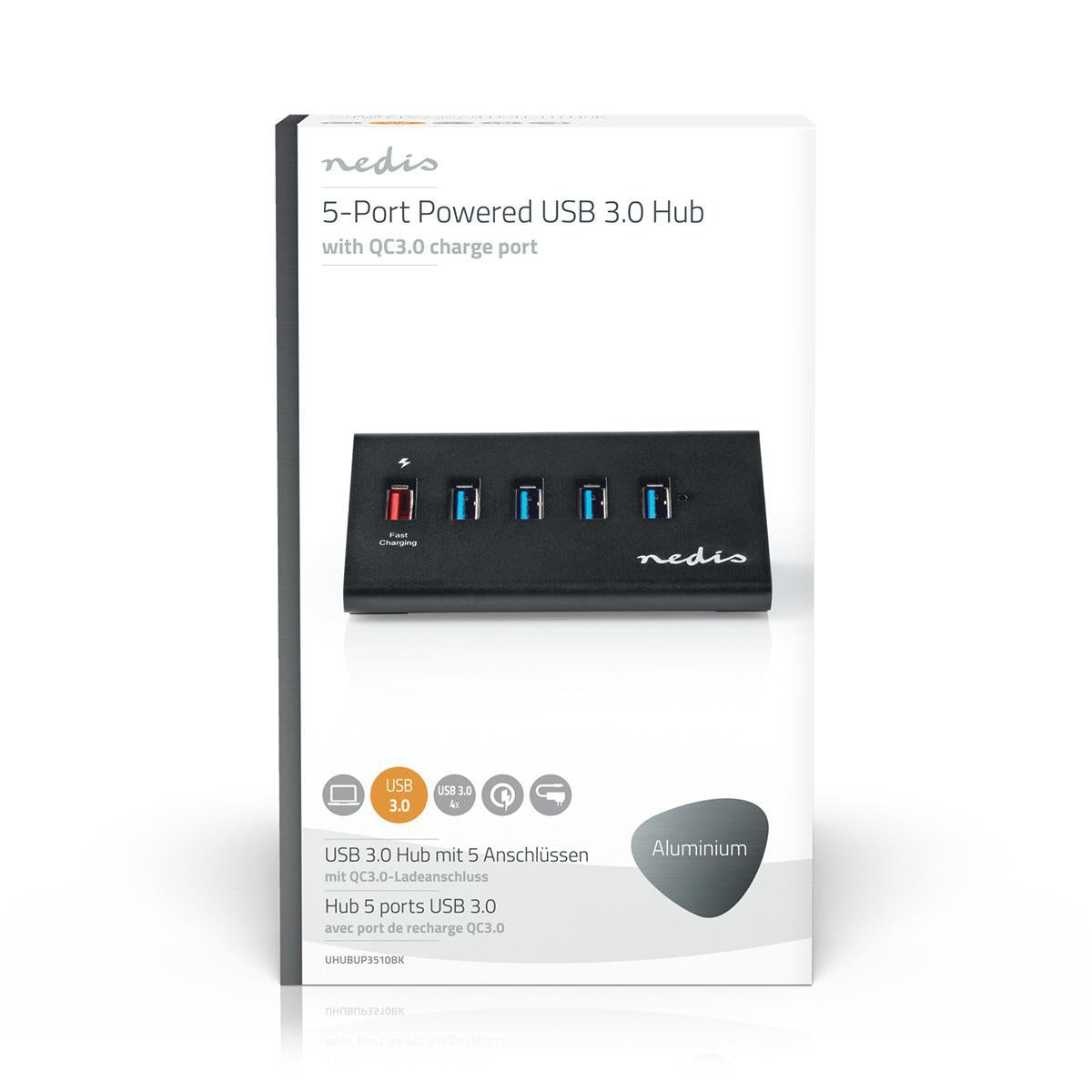 USB hub | USB Micro-B Female | USB-A Female | 5-Port port(s) | QC3.0 / USB 3.2 Gen 1 | Power adapter / USB power | 5 Gbps | 5x USB