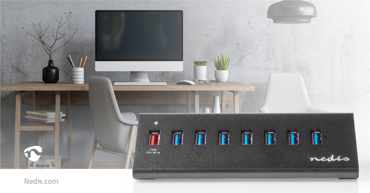 USB hub | USB Micro-B Female | USB-A Female | 8-Port port(s) | QC3.0 / USB 3.2 Gen 1 | Power adapter / USB power | 5 Gbps | 8x USB