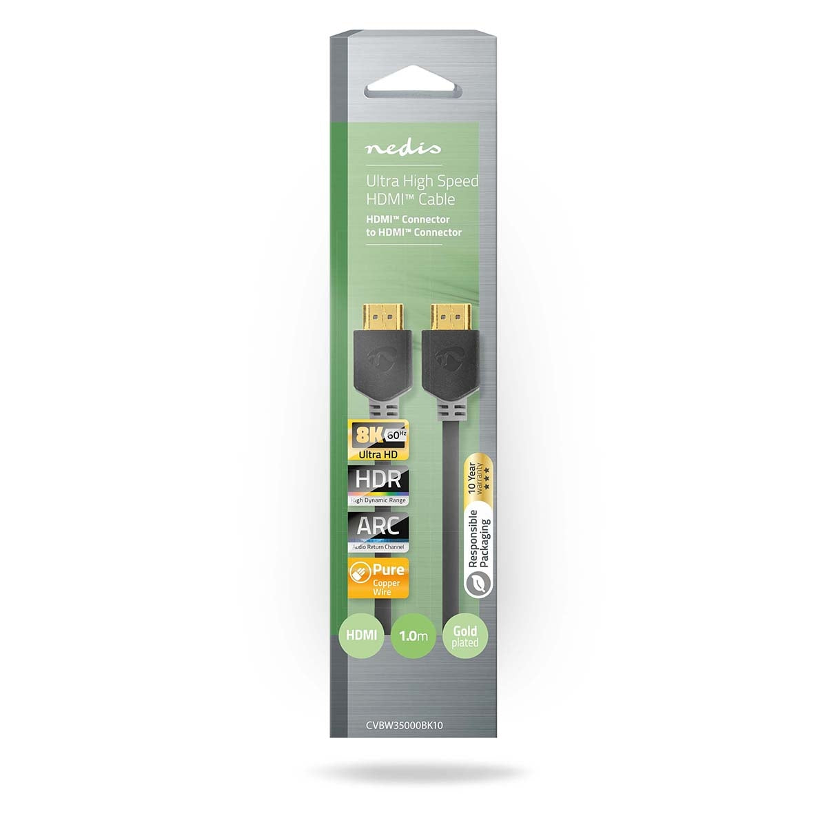 Ultra High Speed HDMI™ Cable | HDMI™ Connector | HDMI™ Connector | 8K@60Hz | 48 Gbps | 1.00 m | Round | 6.0 mm | Anthracite | Cardboard box with window
