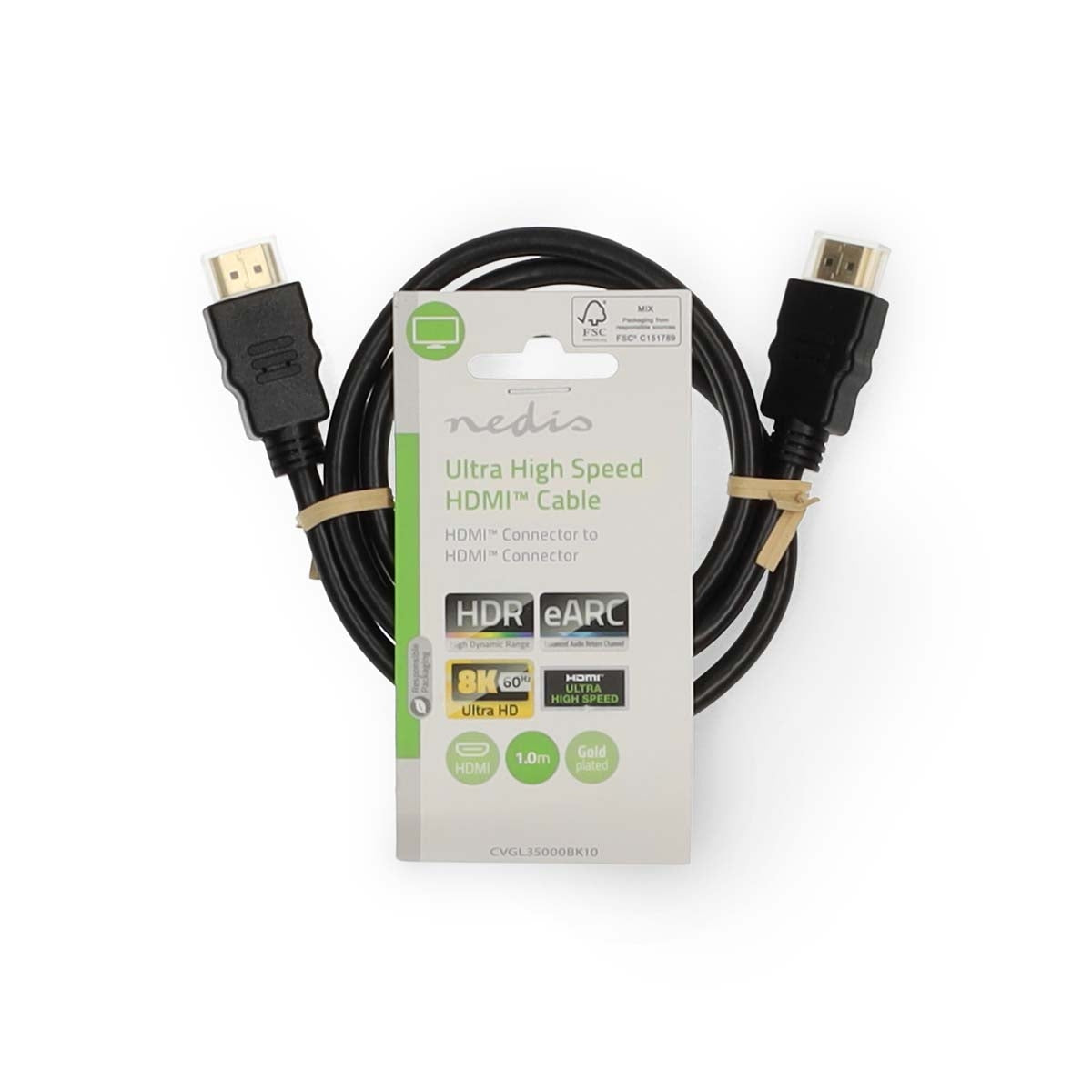 Ultra High Speed HDMI™ Cable | HDMI™ Connector | HDMI™ Connector | 8K@60Hz | 48 Gbps | 1.00 m | Round | 6.0 mm | Black | Label