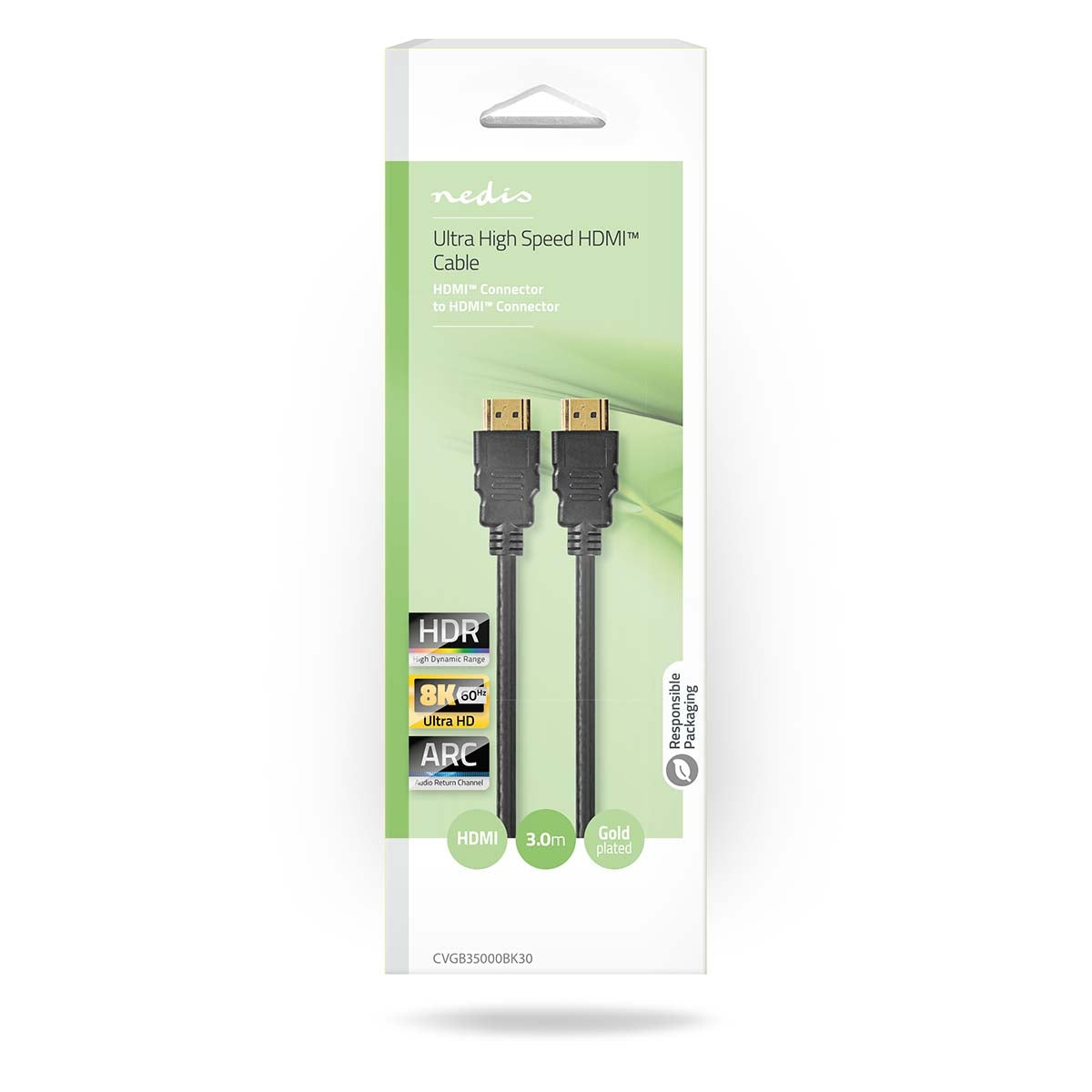 Ultra High Speed HDMI™ Cable | HDMI™ Connector | HDMI™ Connector | 8K@60Hz | 48 Gbps | 3.00 m | Round | 6.7mm | Black | Box