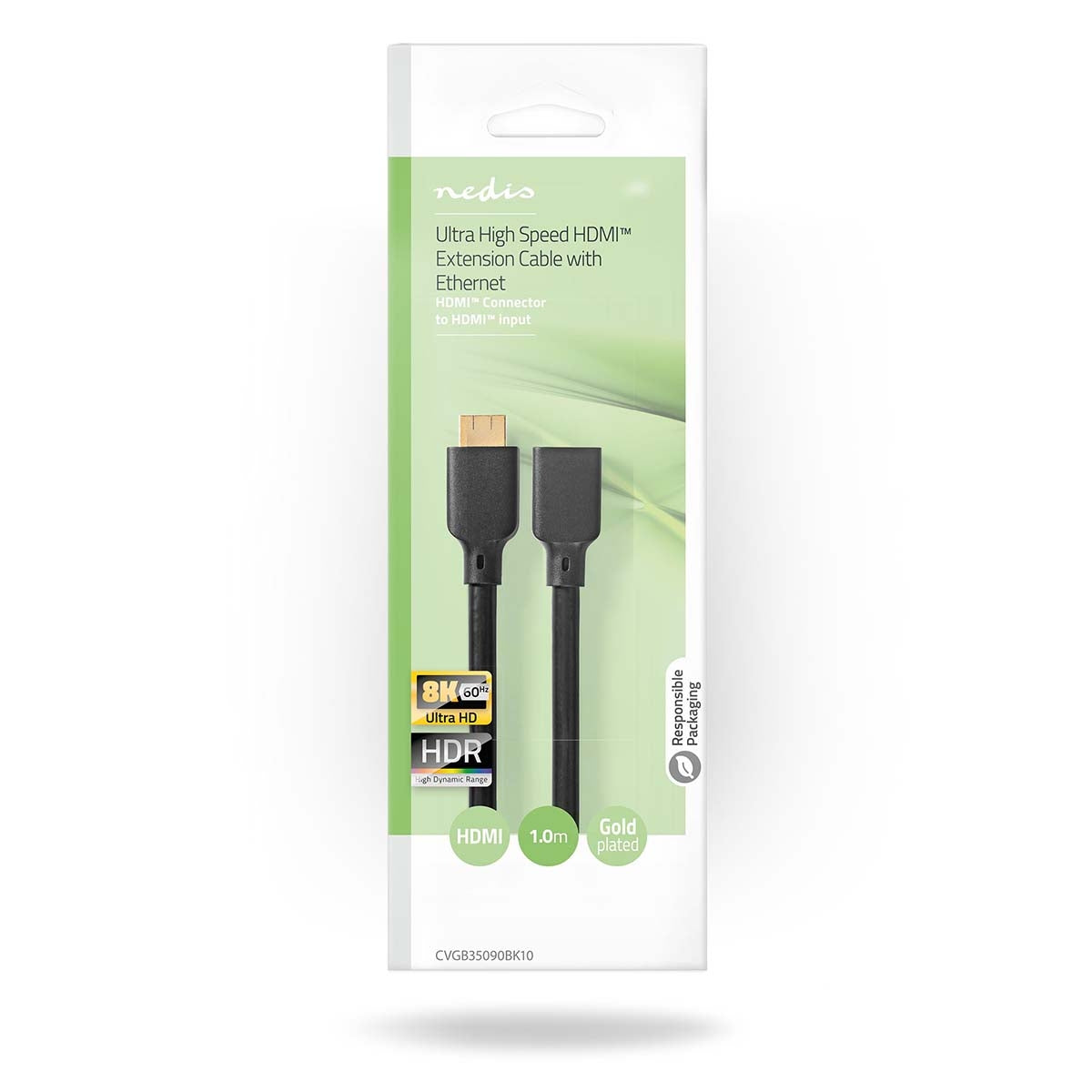 Ultra High Speed HDMI™ Cable | HDMI™ Connector | HDMI™ Female | 8K@60Hz | 48 Gbps | 1.00 m | Round | 7.9mm | Black | Box
