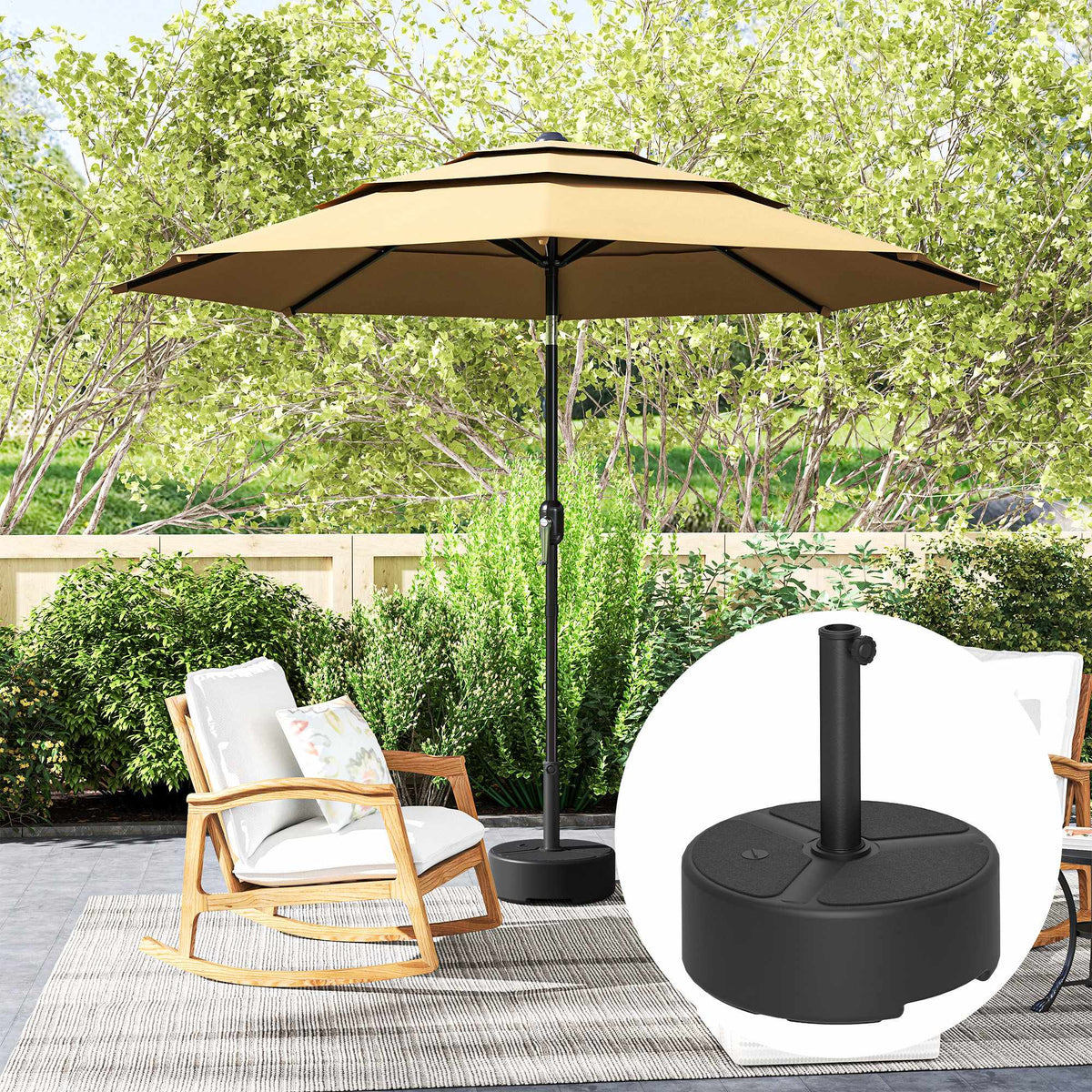 Umbrella Base Stand, HDPE, 20kg, Fits 38-48mm Poles