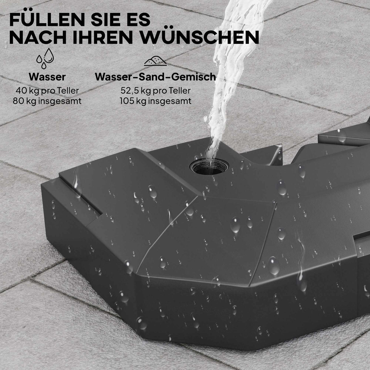 Umbrella Base Weights, 2-Piece, HDPE, 80-105 kg Capacity