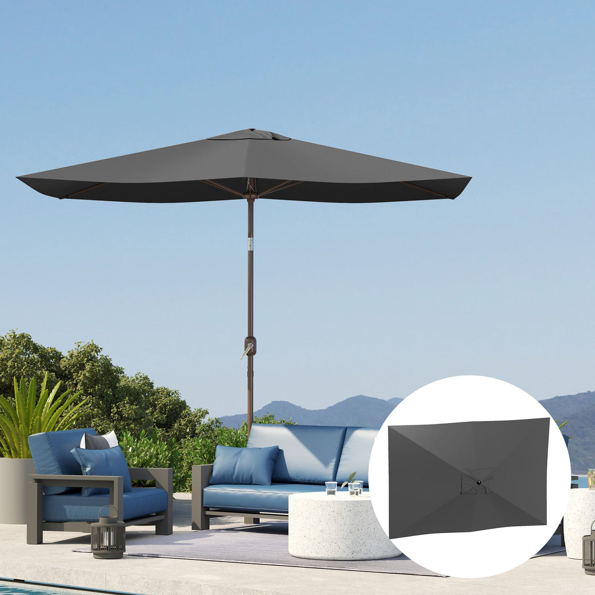 Umbrella Canopy Replacement, 200x300 cm, UV 50+, Dark Grey