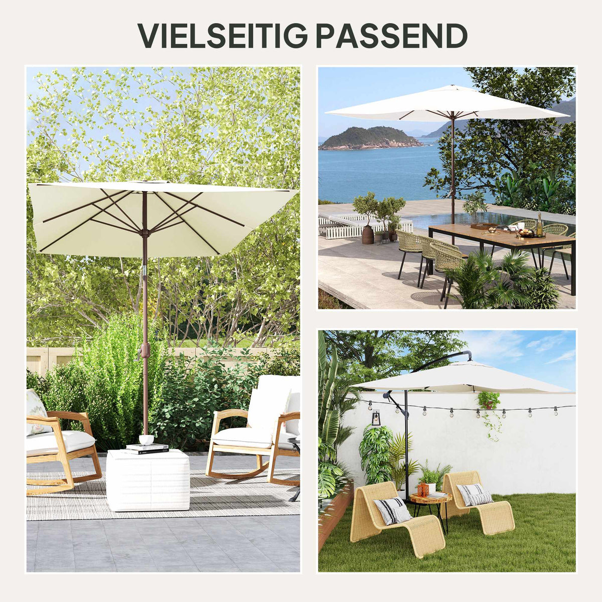 Umbrella Cover for 200x300 cm Frames, UV 50+, Beige
