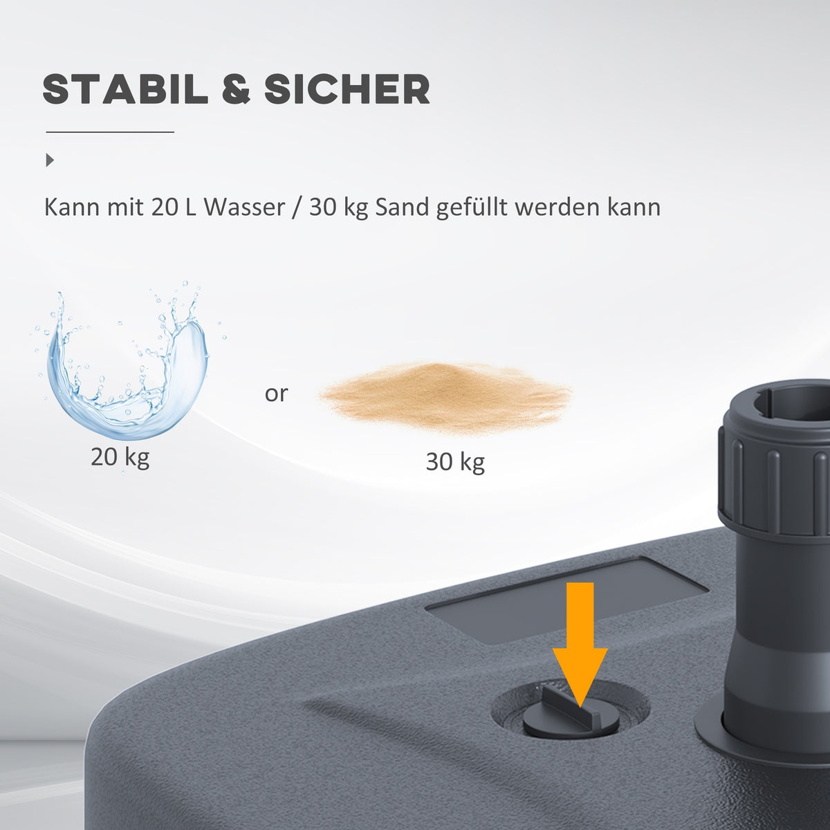 Umbrella Stand Fillable Sand/Water Black 46X45X26Cm Up To 30Kg
