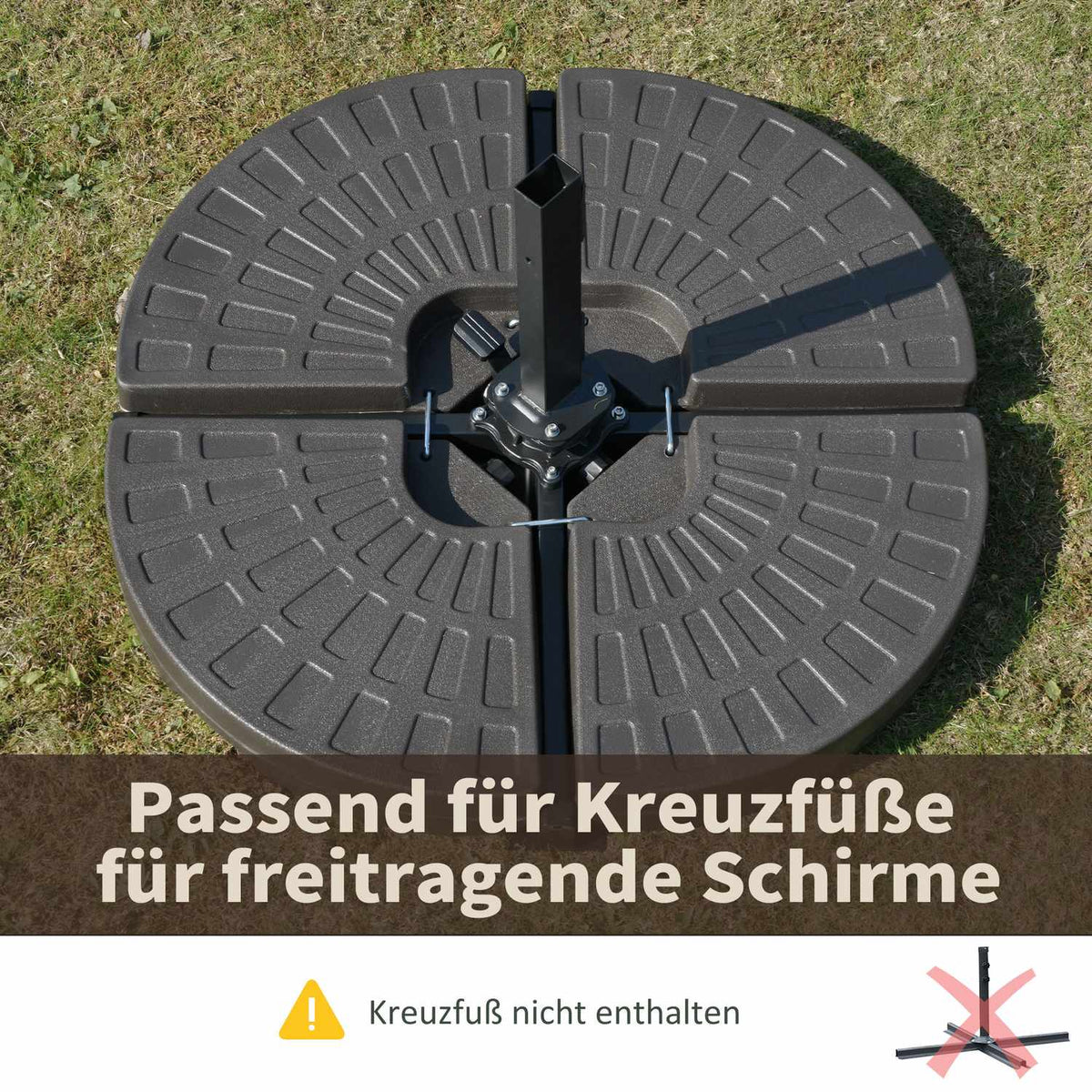 Umbrella Stand, Fillable With 17Kg Water/25Kg Sand, Hdpe, Coffee, 100X100X10.5Cm