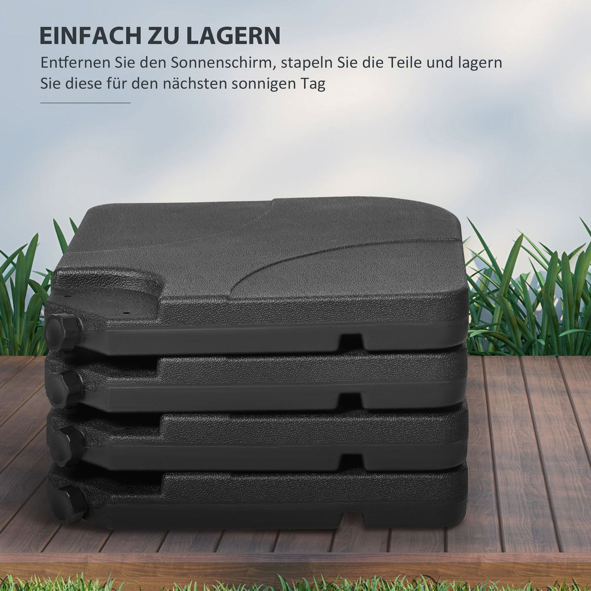 Umbrella Stand For Cantilever Umbrella Cantilever Umbrella Stand Set Of 4 Umbrella Weight Can Be Filled With 60 Liters Of Water/78 Kg Of Sand Black