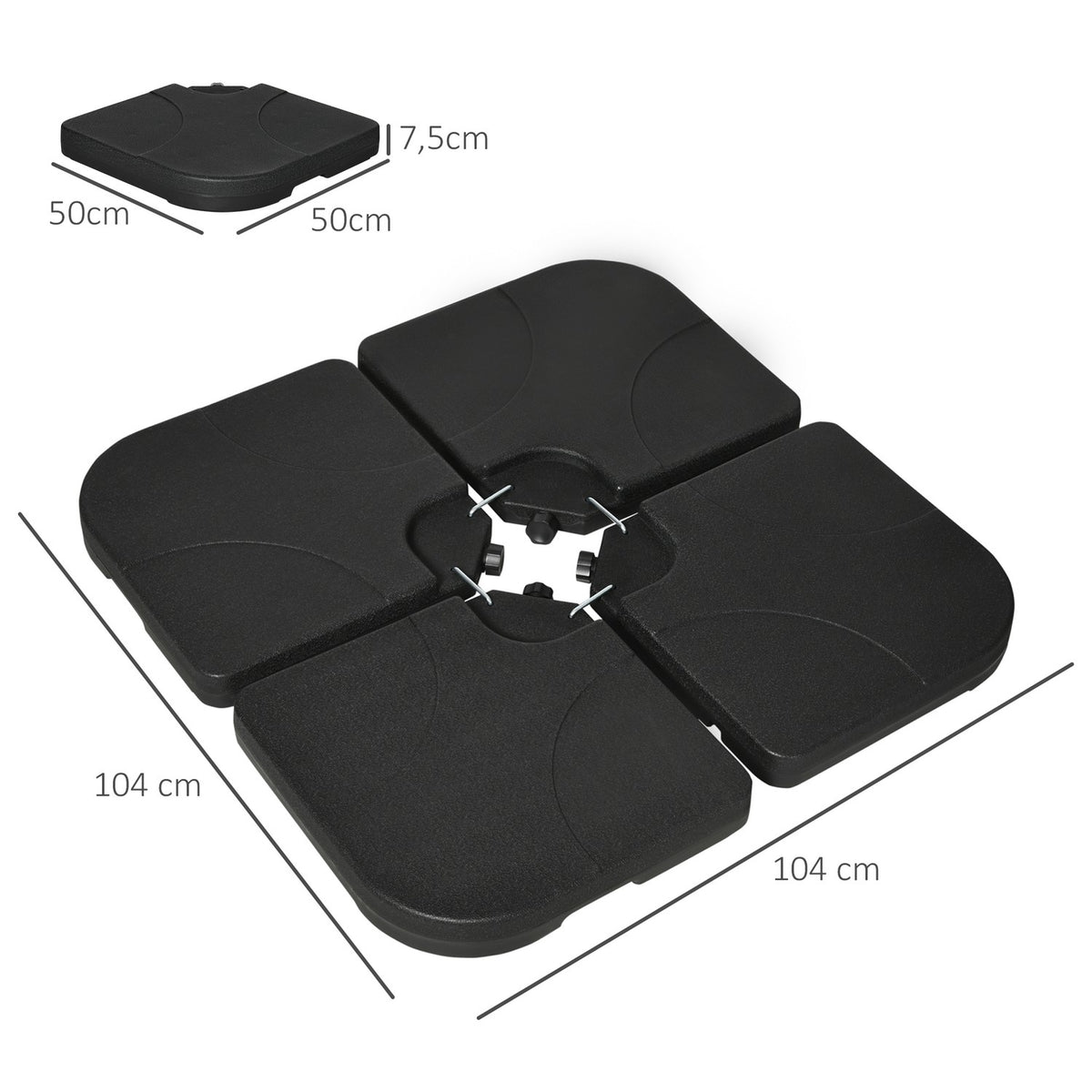 Umbrella Stand For Cantilever Umbrella Cantilever Umbrella Stand Set Of 4 Umbrella Weight Can Be Filled With 60 Liters Of Water/78 Kg Of Sand Black