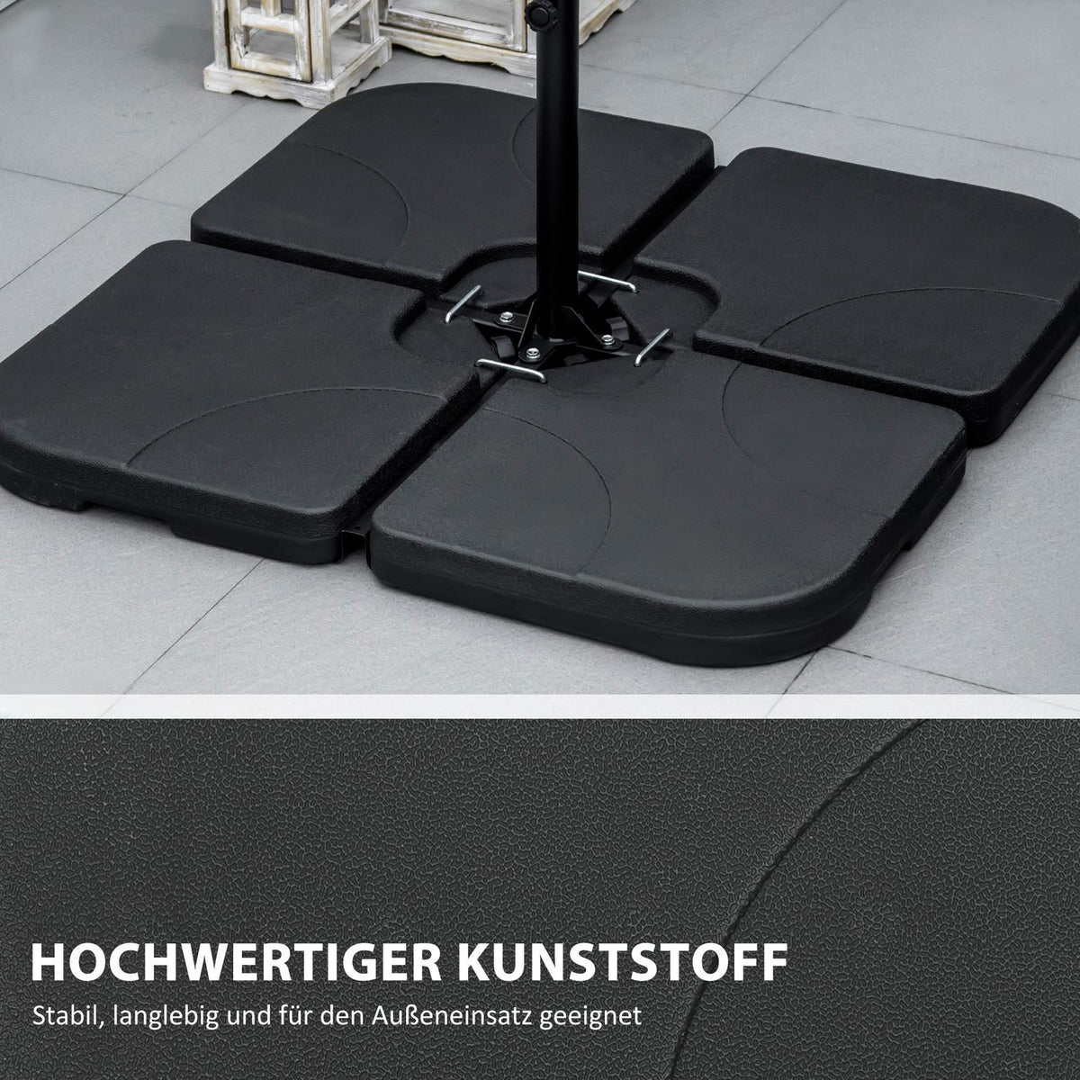 Umbrella Stand For Cantilever Umbrella Cantilever Umbrella Stand Set Of 4 Umbrella Weight Can Be Filled With 60 Liters Of Water/78 Kg Of Sand Black