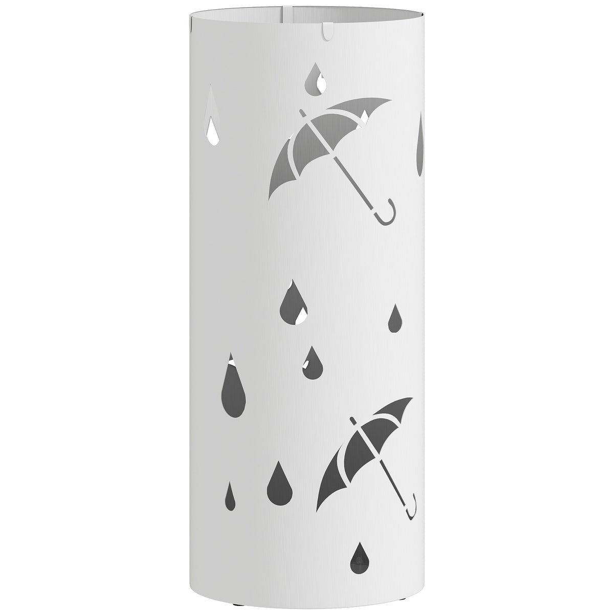 Umbrella Stand, Galvanized Steel, Removable Drip Tray, White