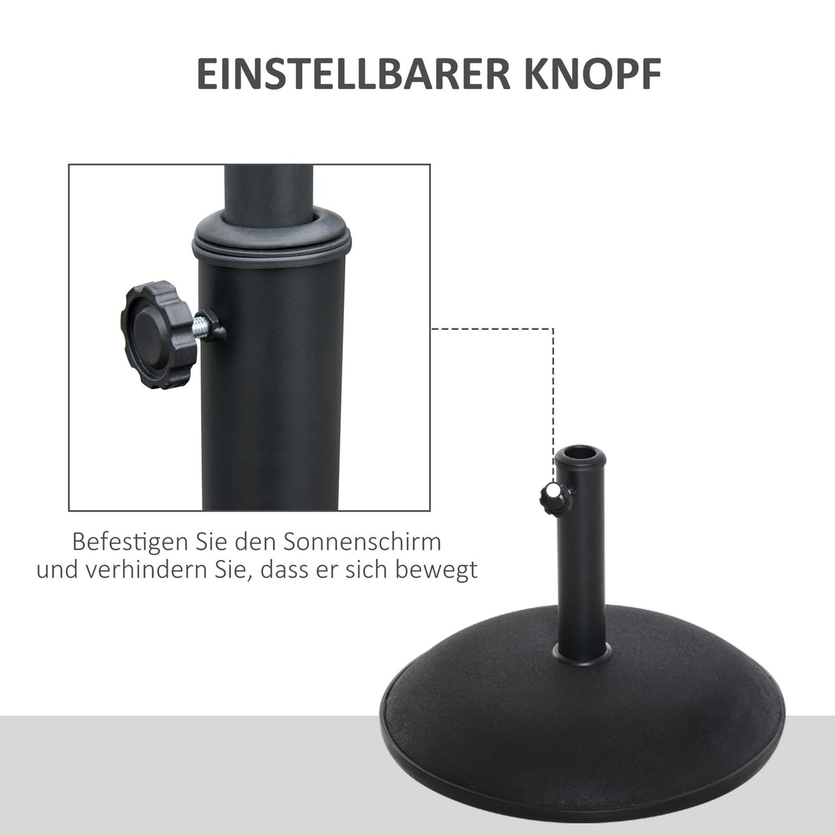 Umbrella Stand Parasol Base Parasol Base 25Kg Steel + Cement Black ∅49 X 37 Cm