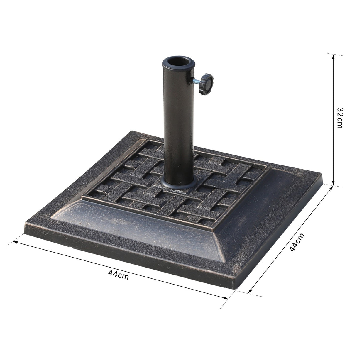 Umbrella Stand Parasol Base Parasol Stand 9Kg 38/48Mm Polyester Resin Bronze L44 X W44 X H33Cm