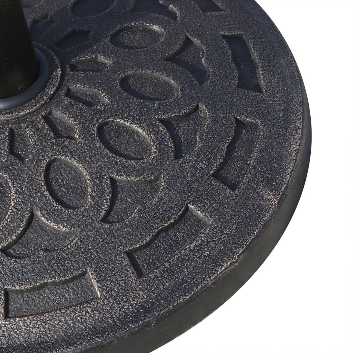 Umbrella Stand Parasol Base Round, Resin, Bronze, 14Kg, For Ø38/48Mm, Ø48.5Xh34Cm