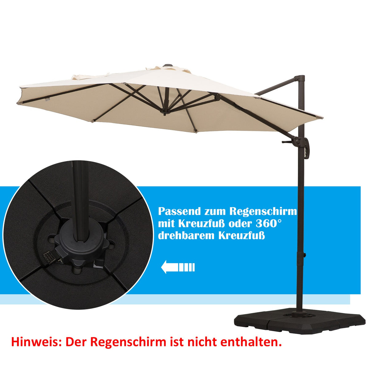 Umbrella Weight, 4 Pieces. Umbrella Stand, Can Be Filled With 80 Kg Of Water Or 120 Kg Of Sand, Hdpe, Black, 100 X 100 X 9.5 Cm